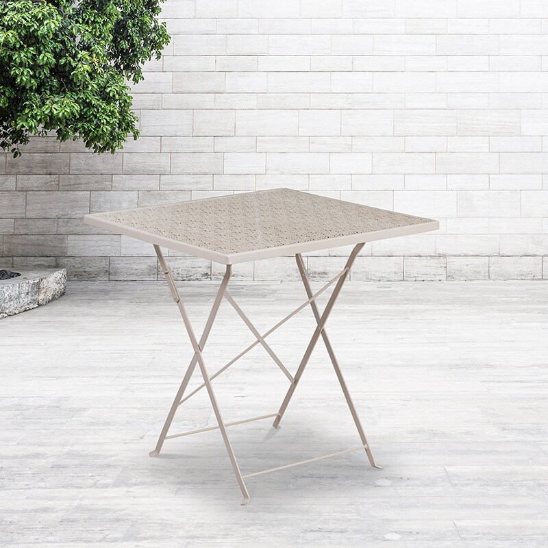 Flash Furniture Commercial Grade 28&#x22; Square Light Gray Indoor-Outdoor Steel Folding Patio Table