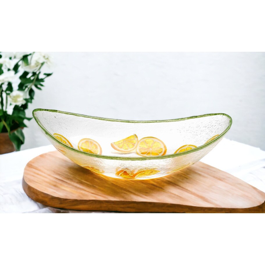 kevinsgiftshoppe Hand painted glass lemon drop candy dish salad dish Home Decor   Vanity Decor