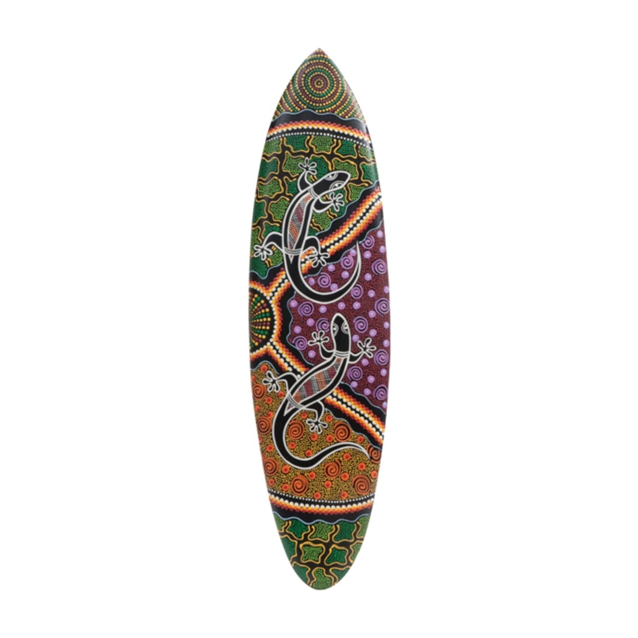 RAM Outdoor Decor Hand Painted Wooden Gecko Surfboard Wall Art