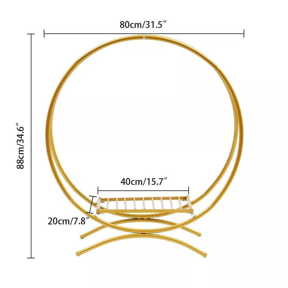 Metal Round Arch Wedding Flower Cake Stand Gold Hoop Backdrop Frame Balloon Rack