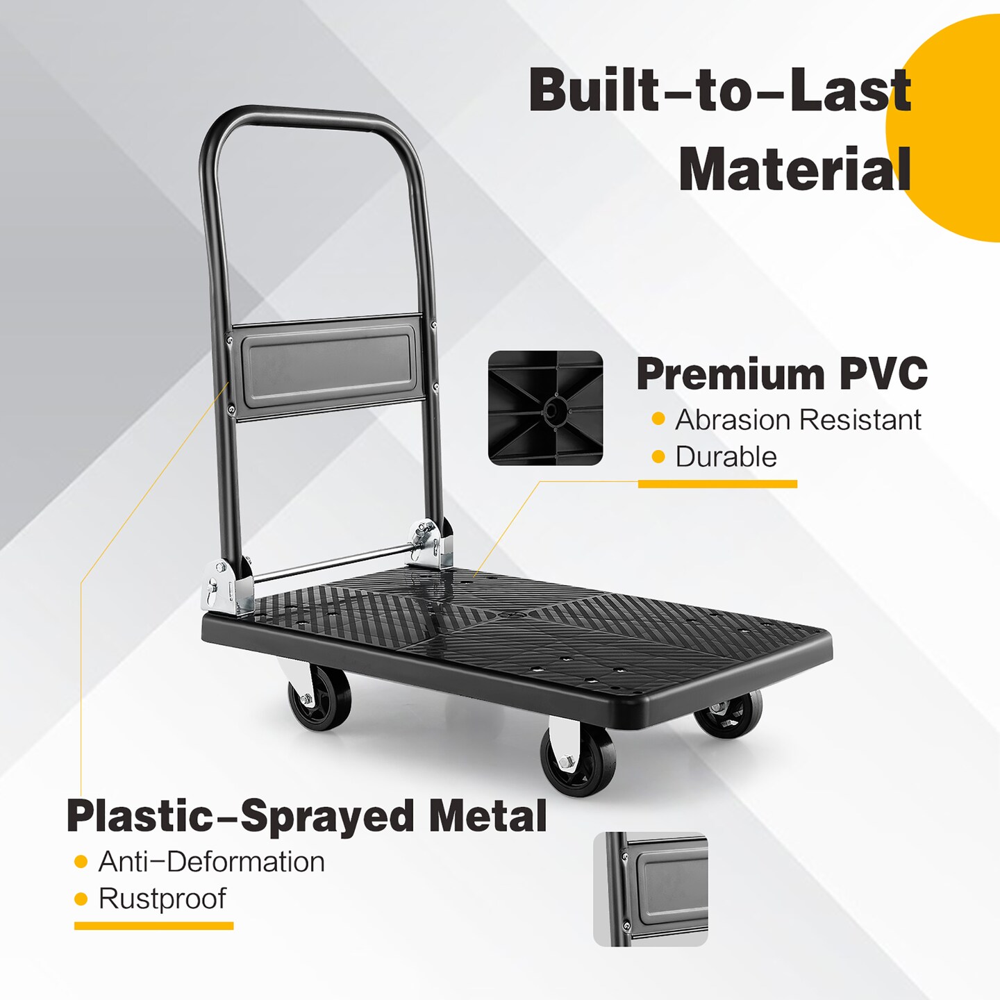 Costway Folding Push Cart Dolly Platform Hand Truck with 360&#xB0; Swivel Wheels 440LBS Capacity