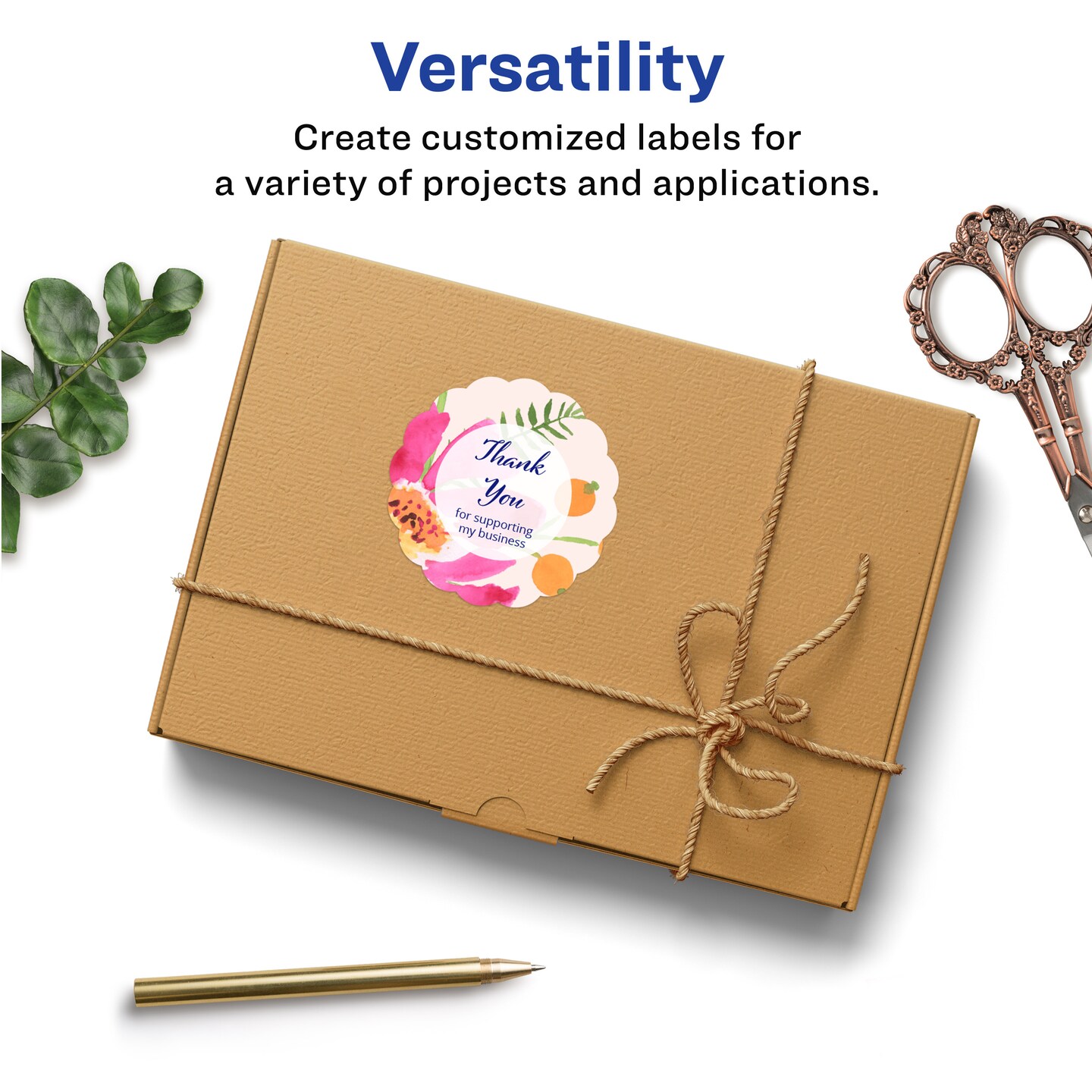 Avery Scallop Round Labels, Sure Feed, Permanent Adhesive, Textured White, 2-1/2" Diameter, 90 Labels (8218)