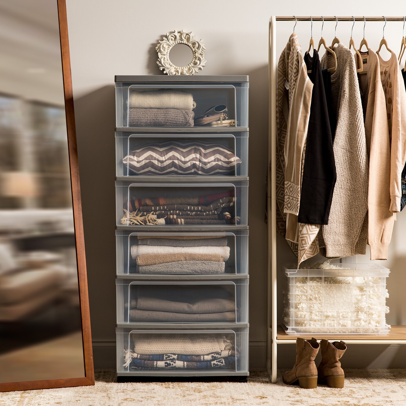 IRIS 6 Drawer Wide Chest, 1 Pack, Gray