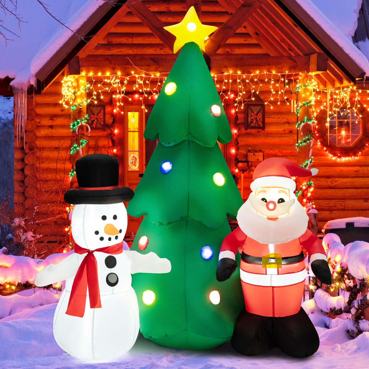 2 Pairs Children's Christmas Acrylic Santa Claus & Snowman Pendant