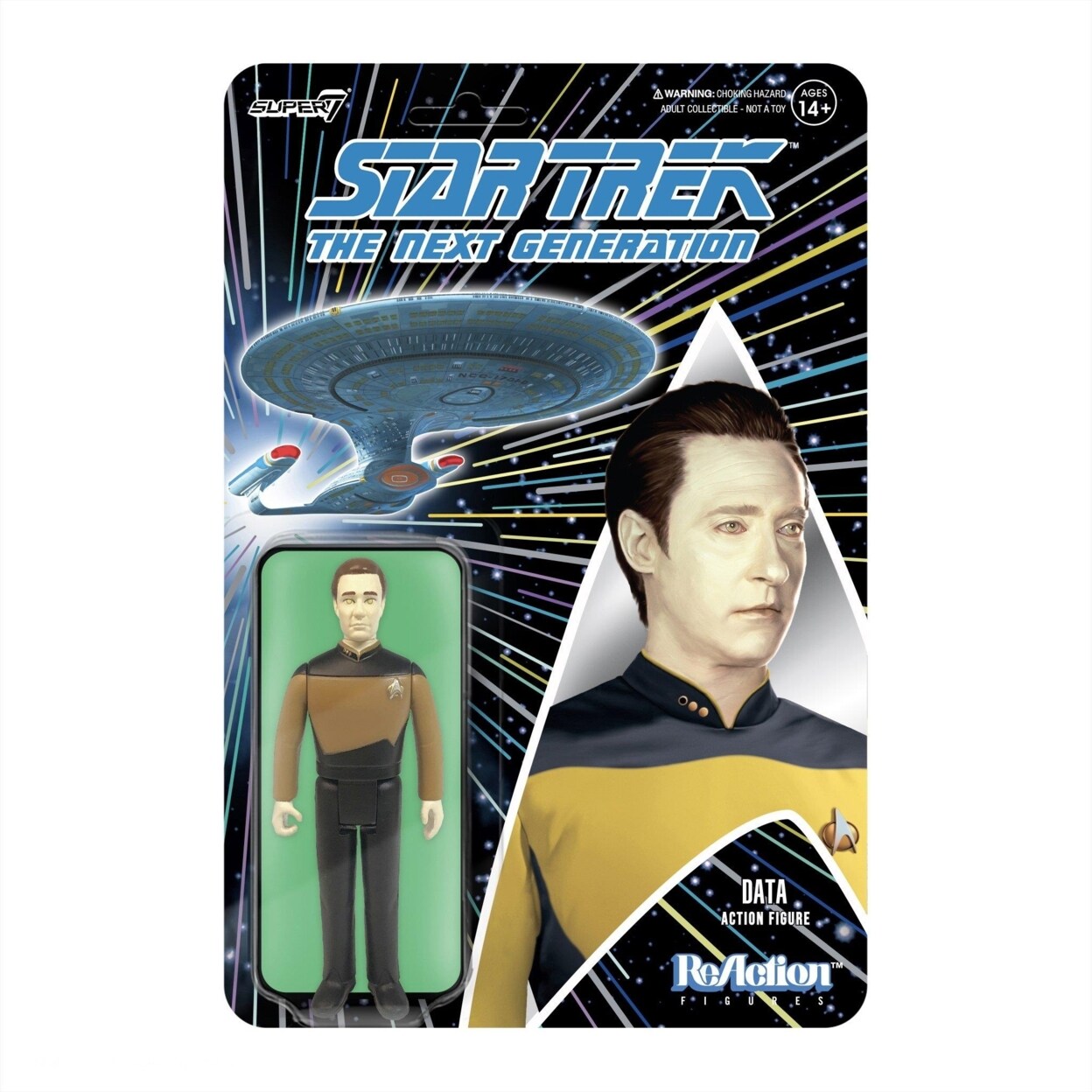 Super7 Star Trek Tng Data Brent Spiner Reaction Figure 375 Inch Wave 1