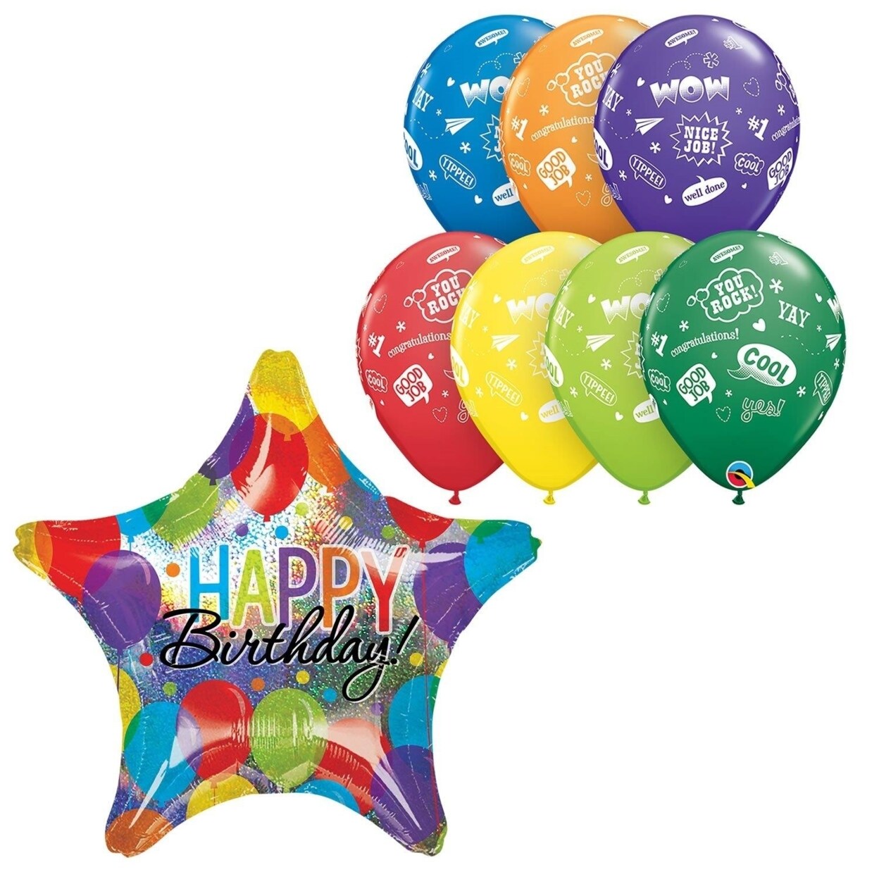 Anagram Happy Birthday Balloon 8Pc Holographic Party Decoration Set