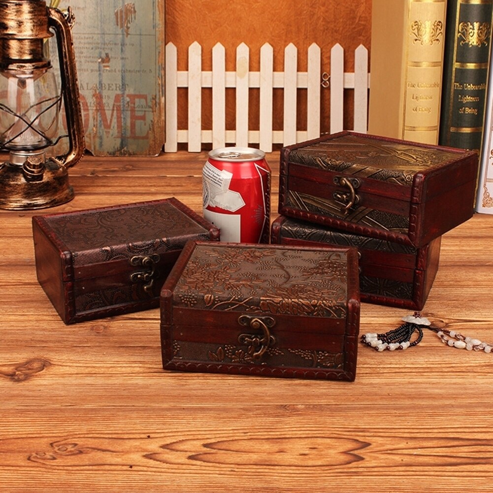 Lockable Wooden Jewelry Storage Box Case Necklace Earrings Holder Organizer
