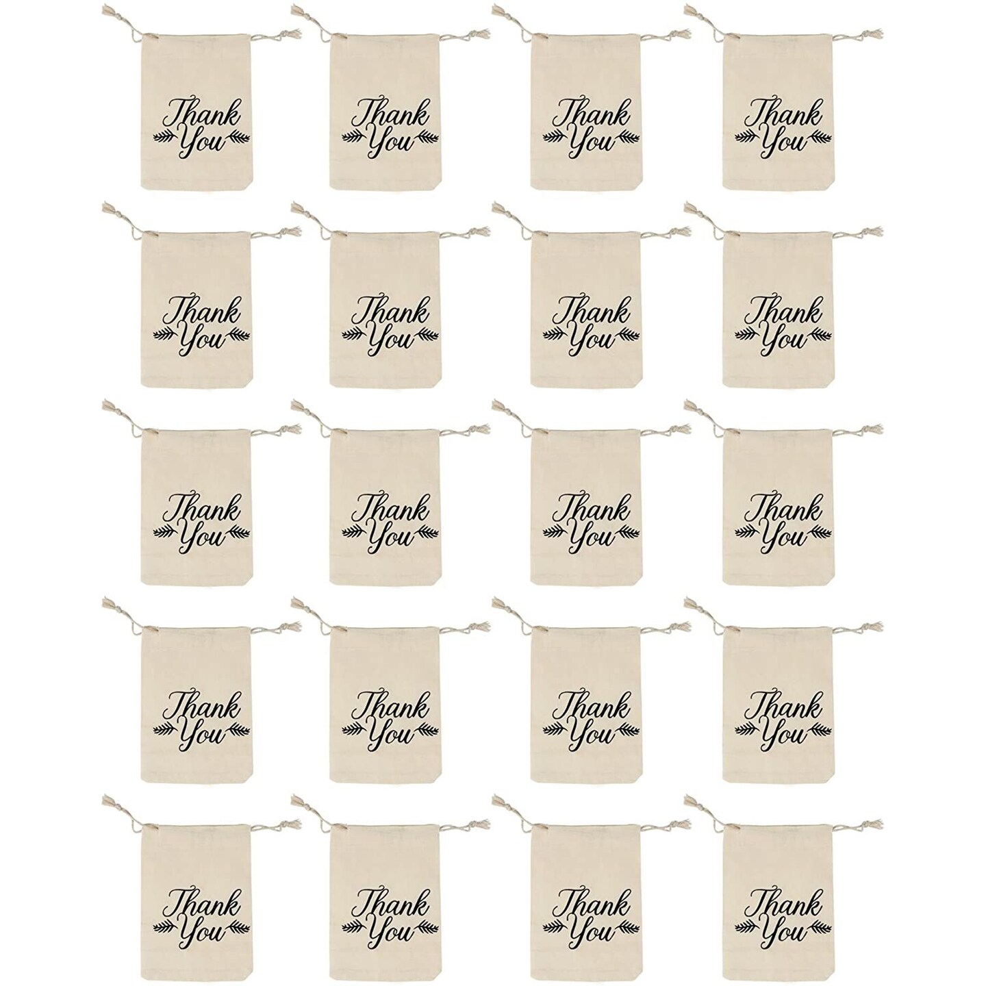 20-Pack Thank You Jewelry Pouch Bag for Wedding Birthday Party Favors Raffle Bags Goodie Bags Party Supplies 4.1 x 5.7 Inches