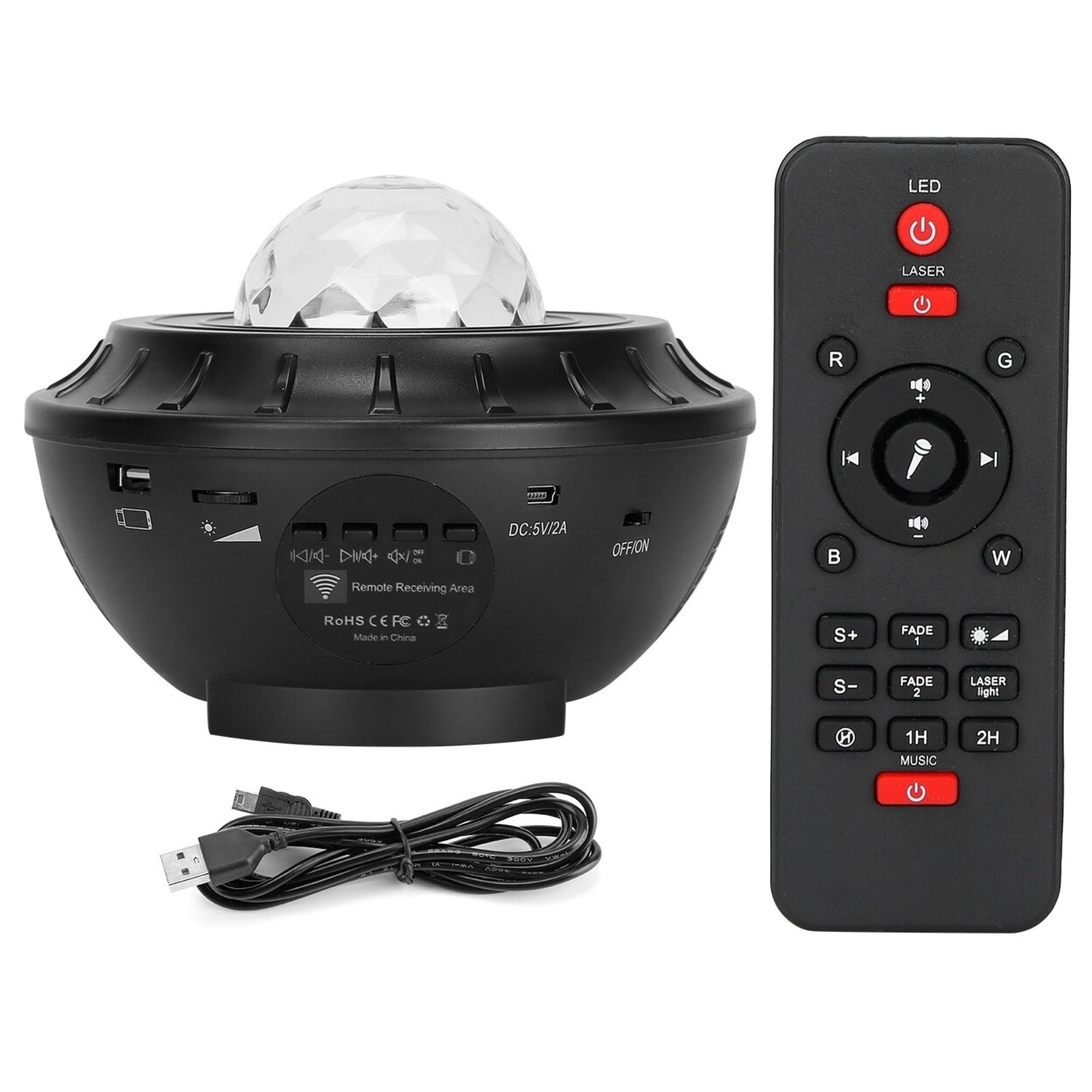 Star Projector Lamp Rgbw Wireless Music Speaker Night Light Usb Ocean Wave Projector Lamp