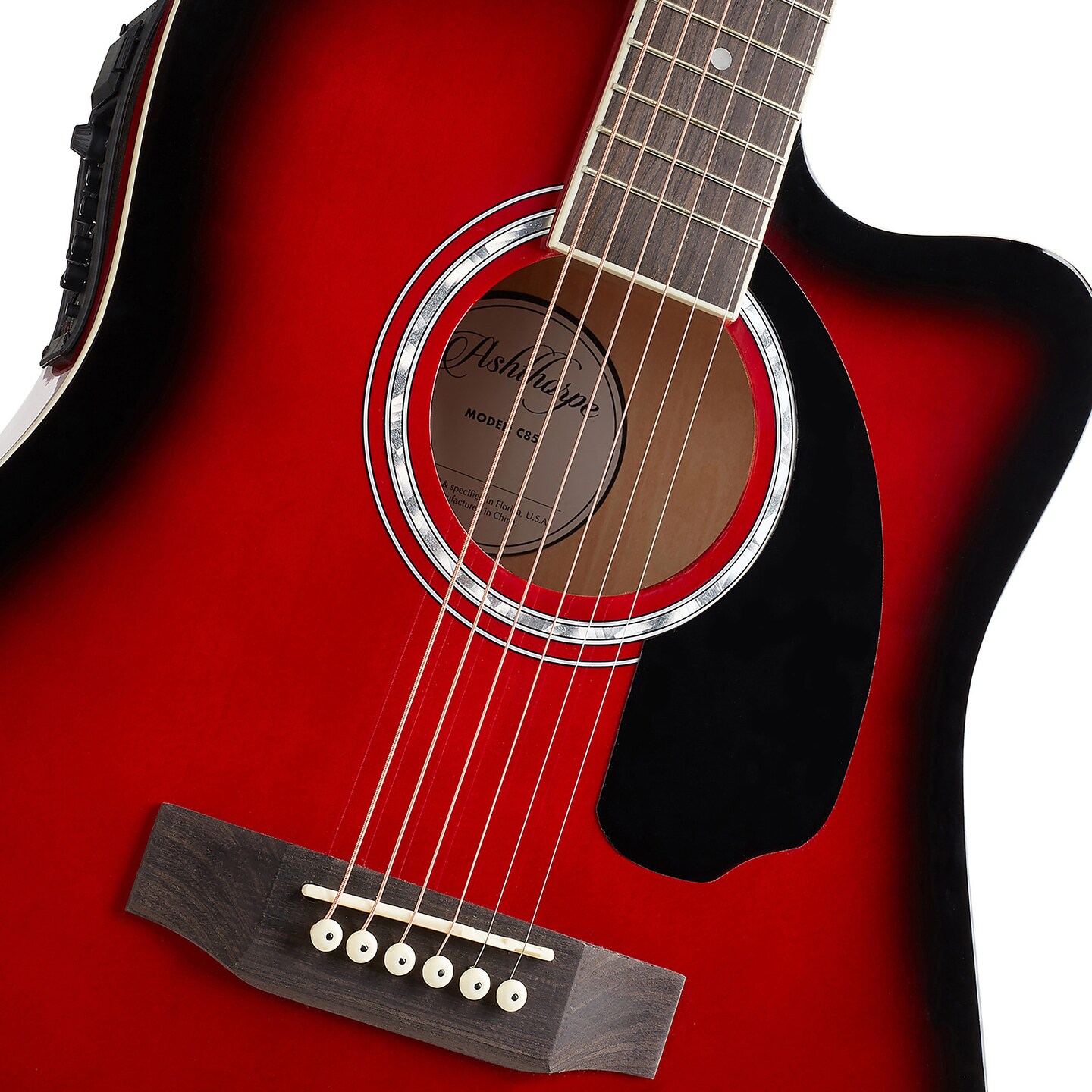 Ashthorpe Full-Size Thinline Cutaway Acoustic Electric Guitar Package with 10 Watt Amp