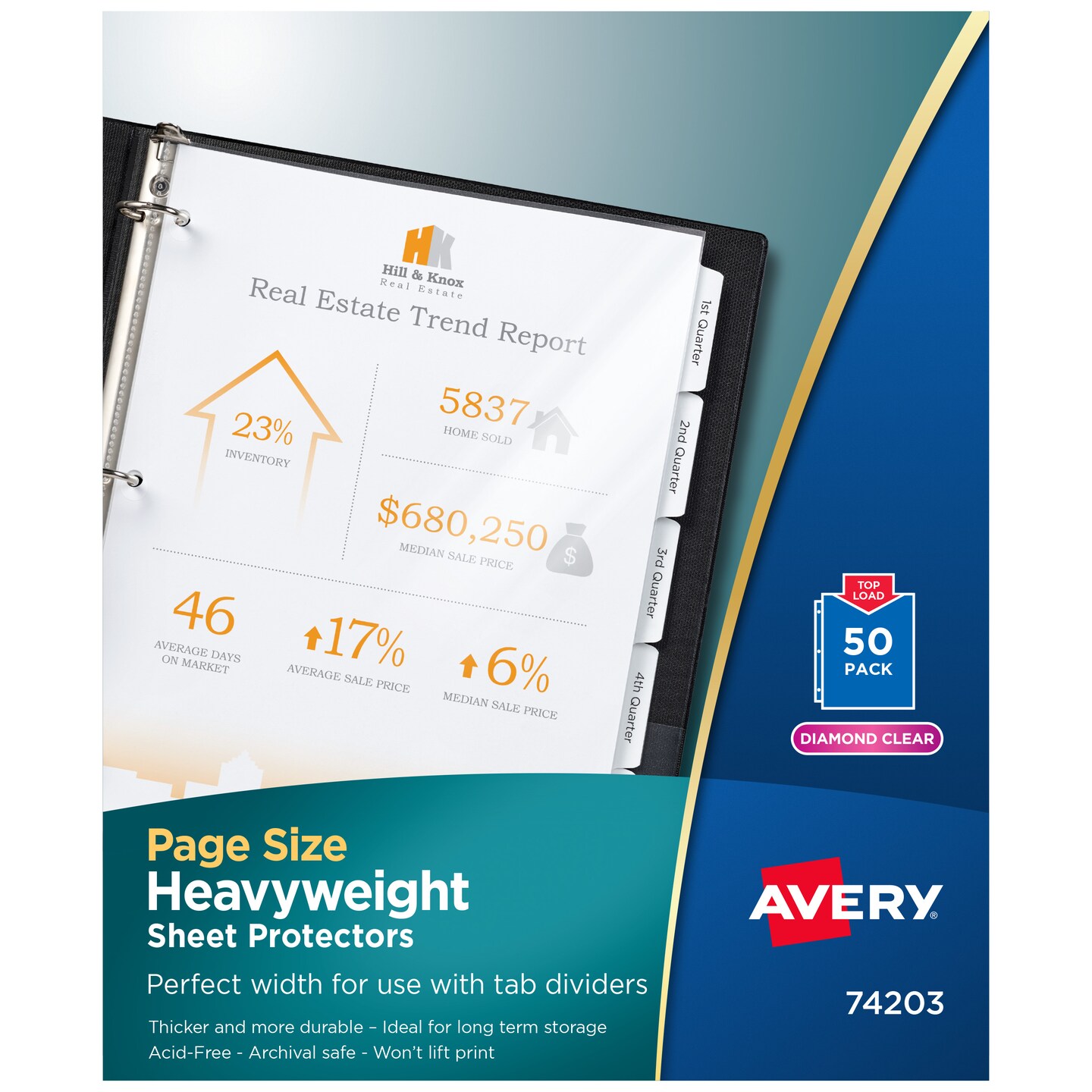 Avery Diamond Clear Page-Size Sheet Protectors, Pre-Punched For Use ...