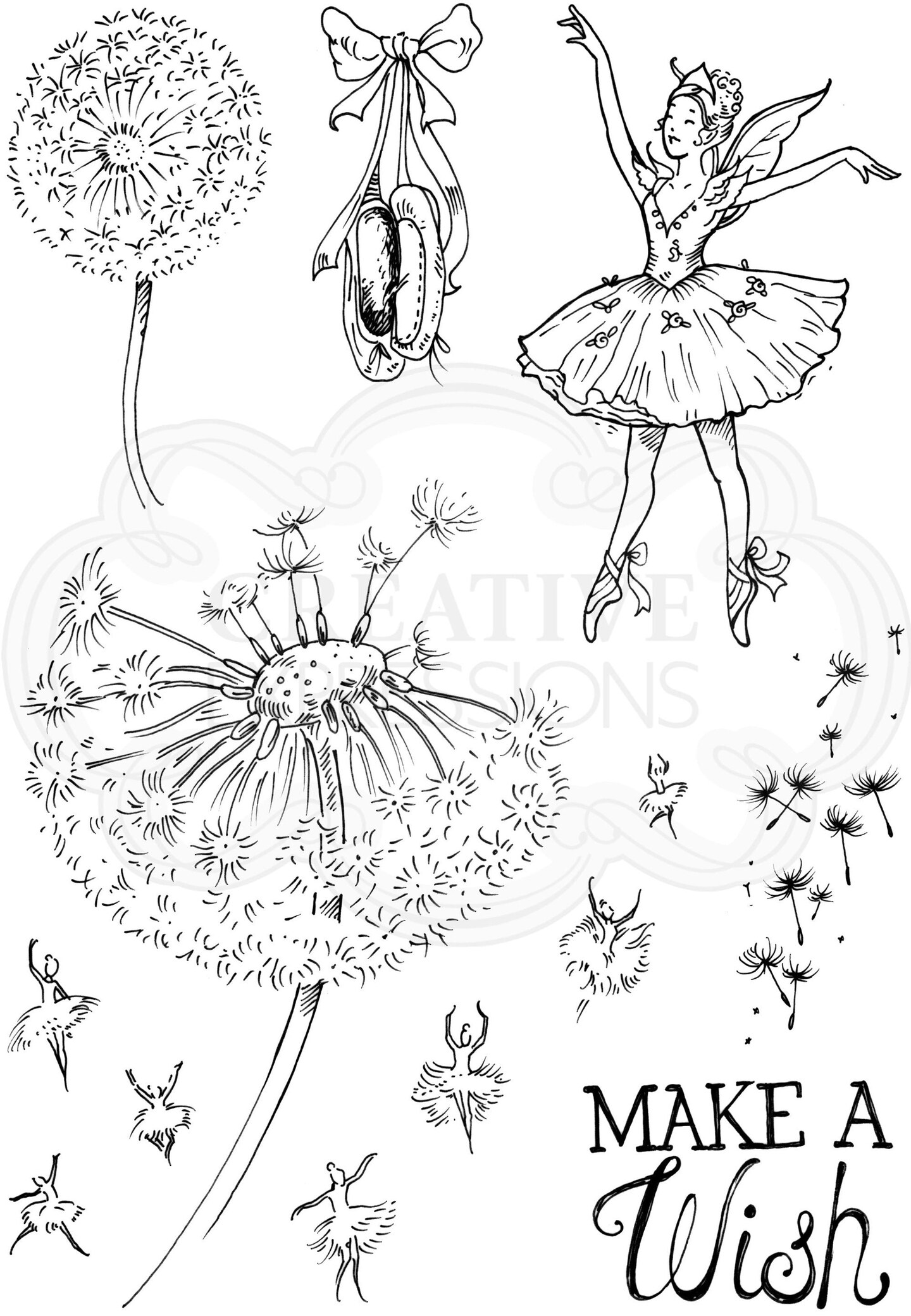 Pink Ink Designs Dandelion Ballet A5 Clear Stamp Set