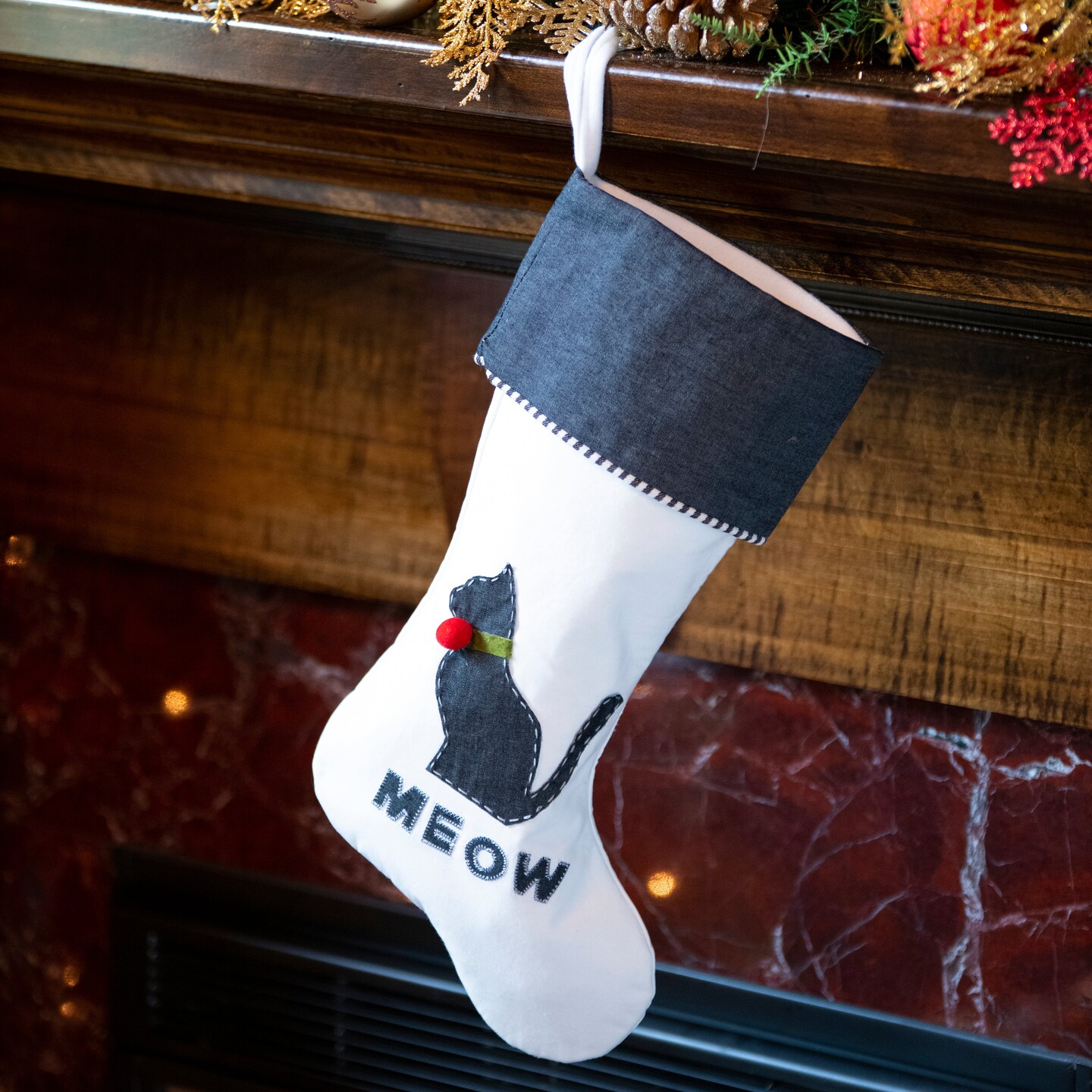 Our &#x27;Meow&#x27; Stocking With Christmas Collar