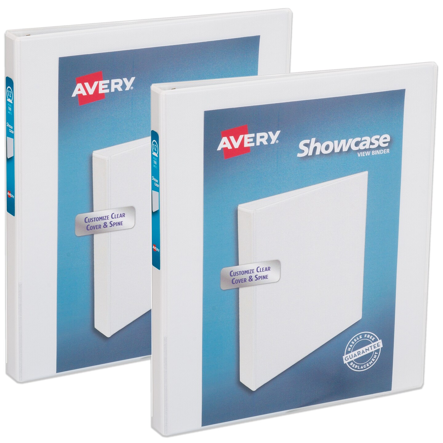Avery Economy Showcase View 3 Ring Binder, 1/2 Inch Round Rings, 2 White Binders (01673)