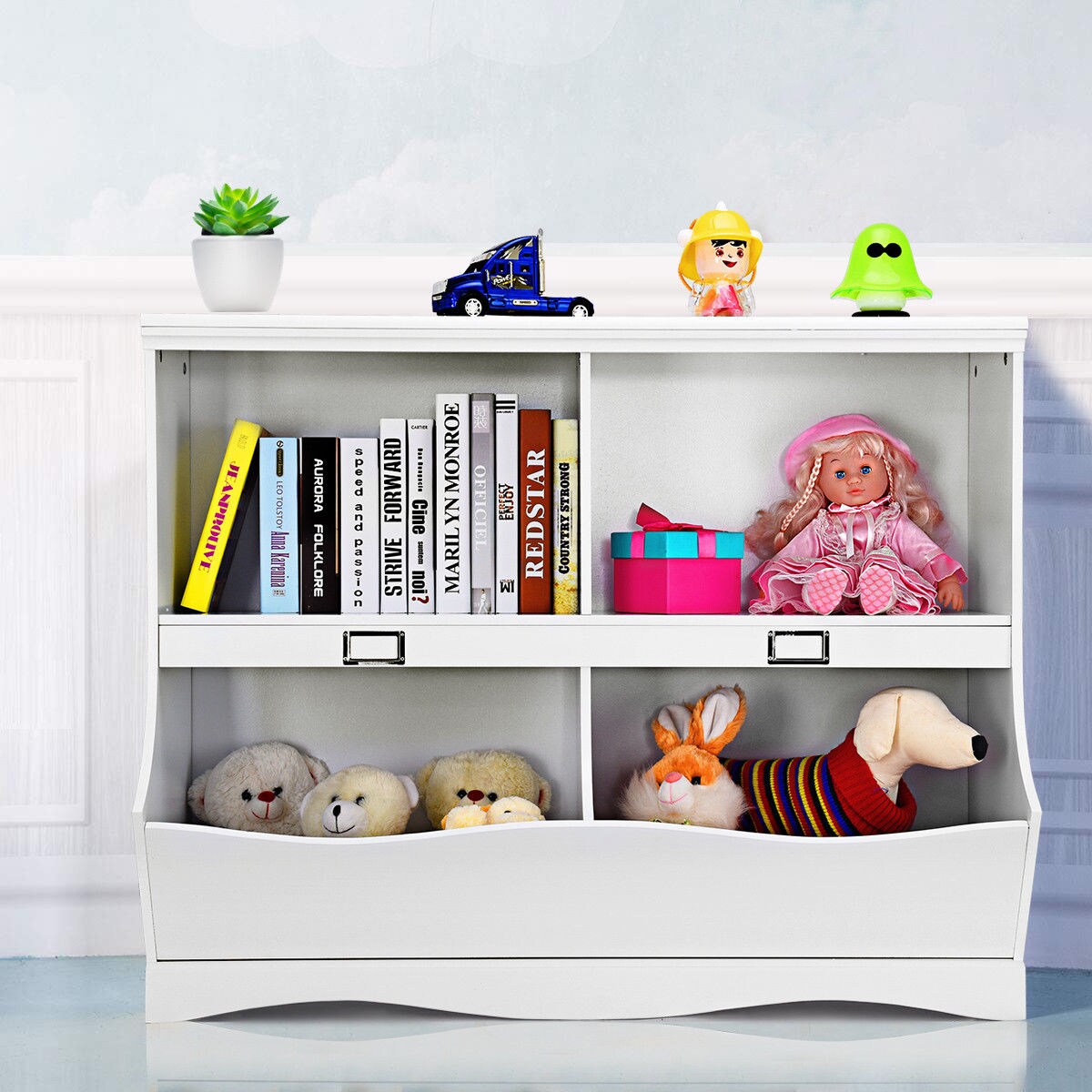 Children Storage Unit Kids Bookshelf Bookcase Baby Toy Organizer Shelf White