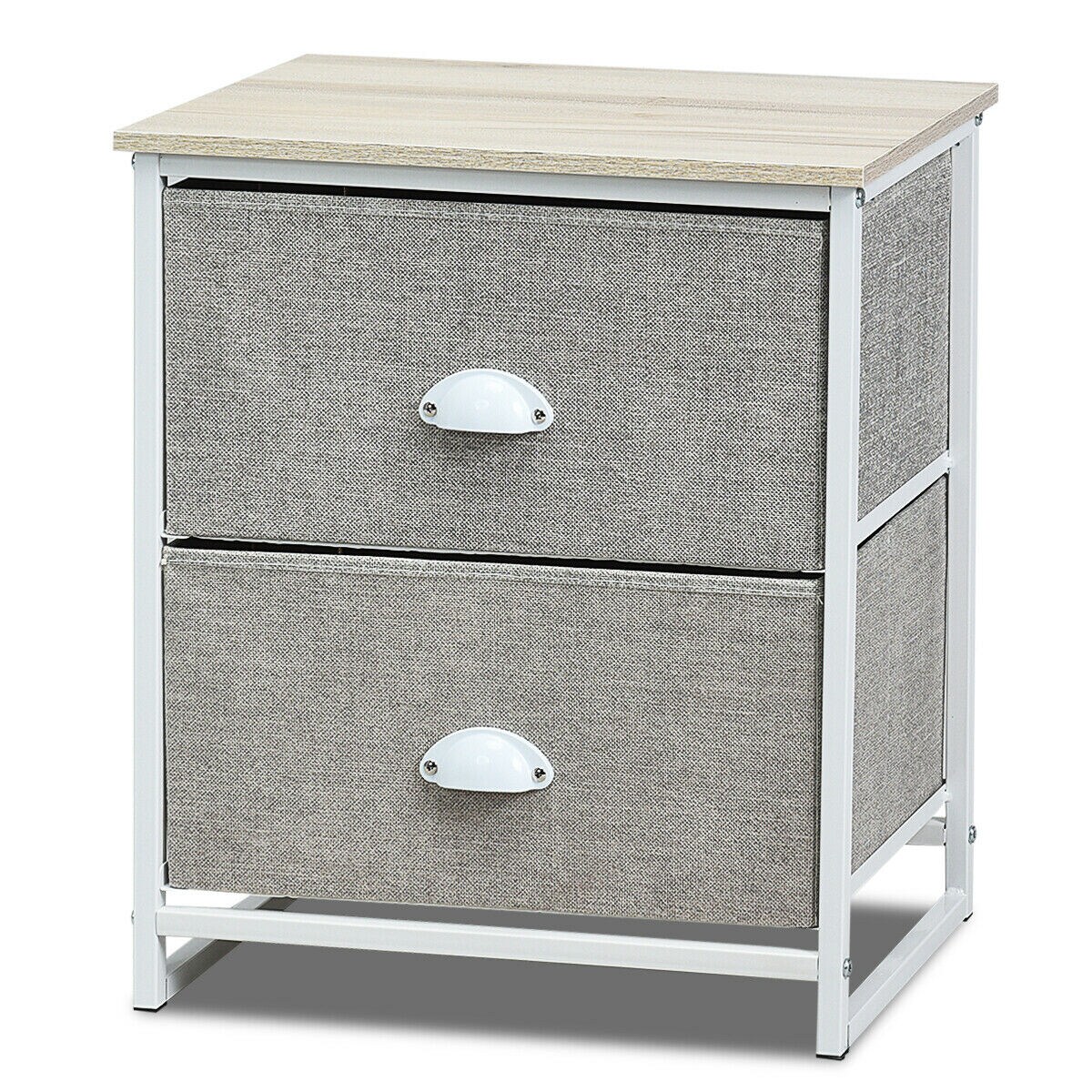 2 Drawers Nightstand Side Table Storage Unit Display Metal Frame Dorm Room