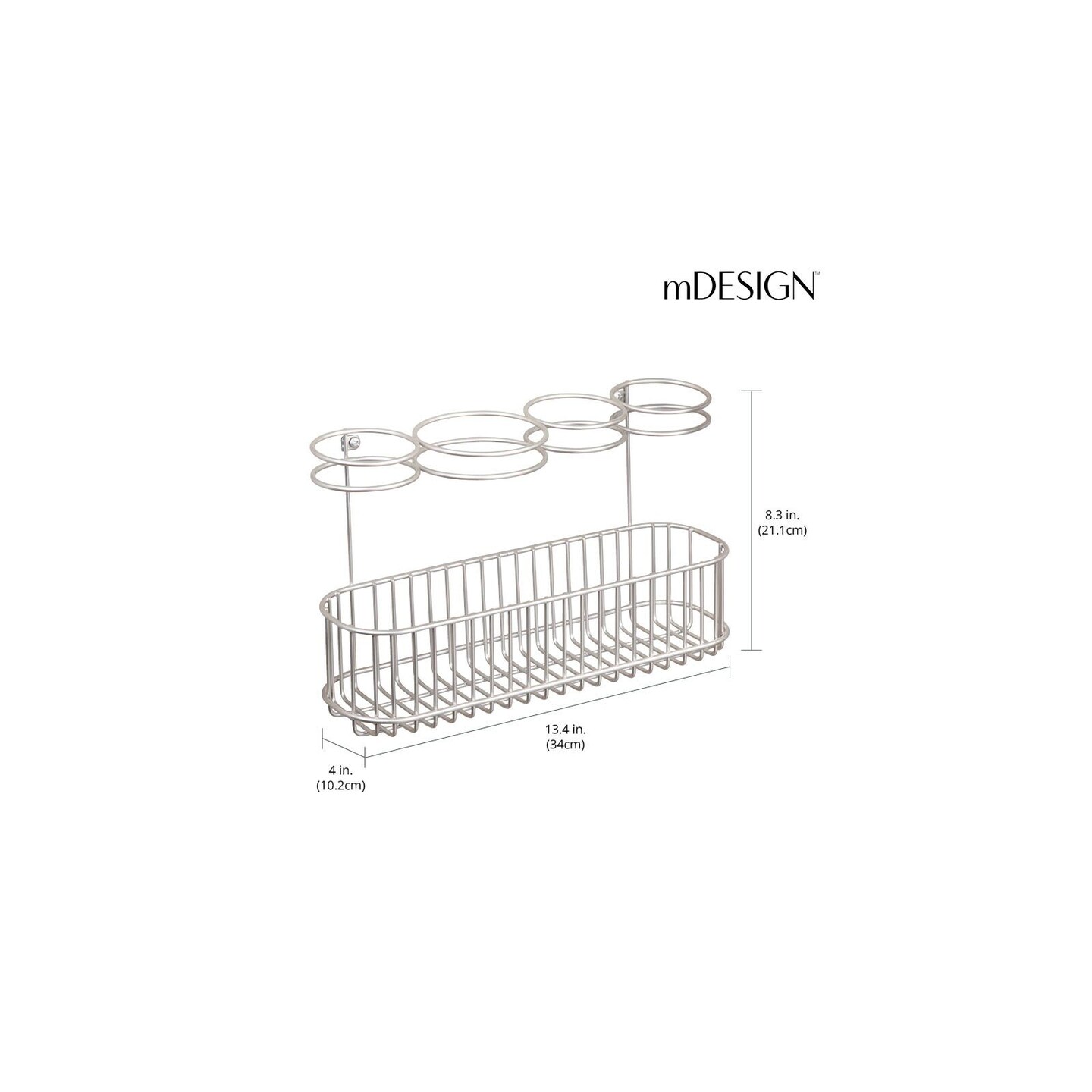 mDesign Metal Cabinet/Wall Mount Hair Care Styling Tool Storage Basket