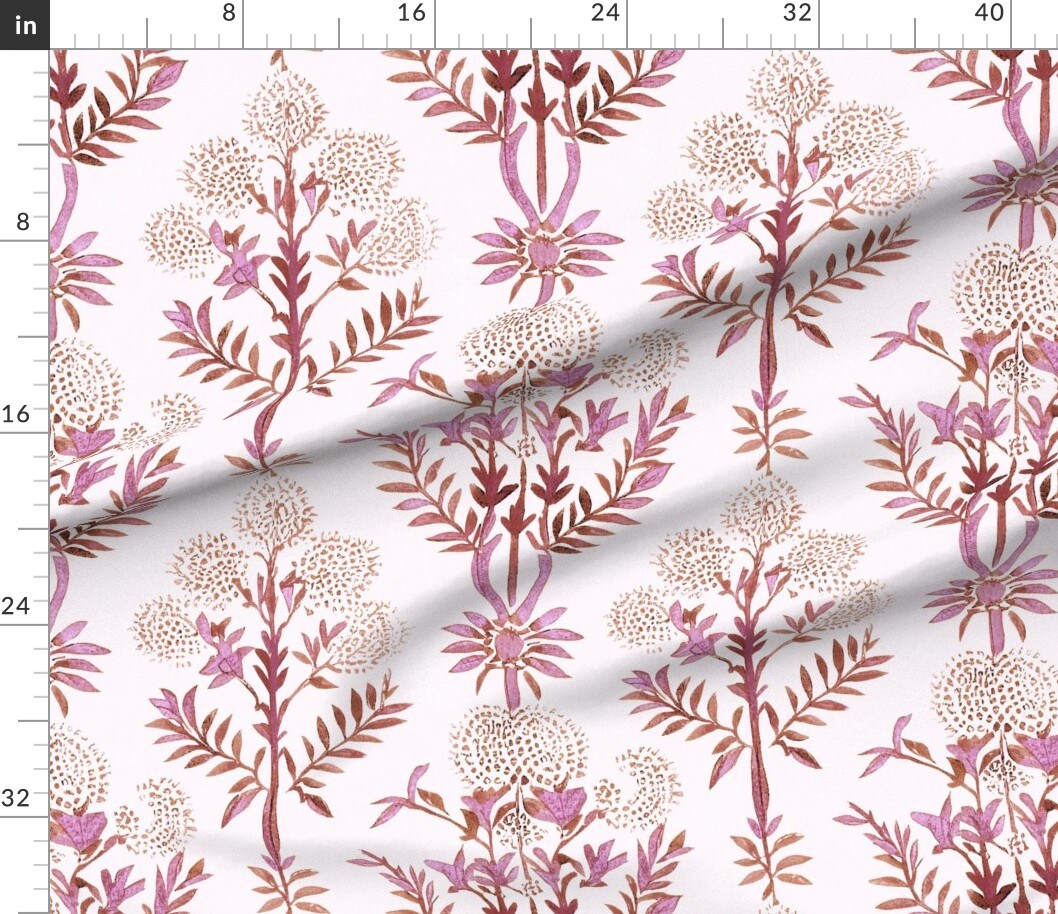 Petal Signature Cotton by the Yard or Fat Quarter Boho Flowers Pink  Watercolor Large Scale Botanical Custom Printed Fabric by Spoonflower