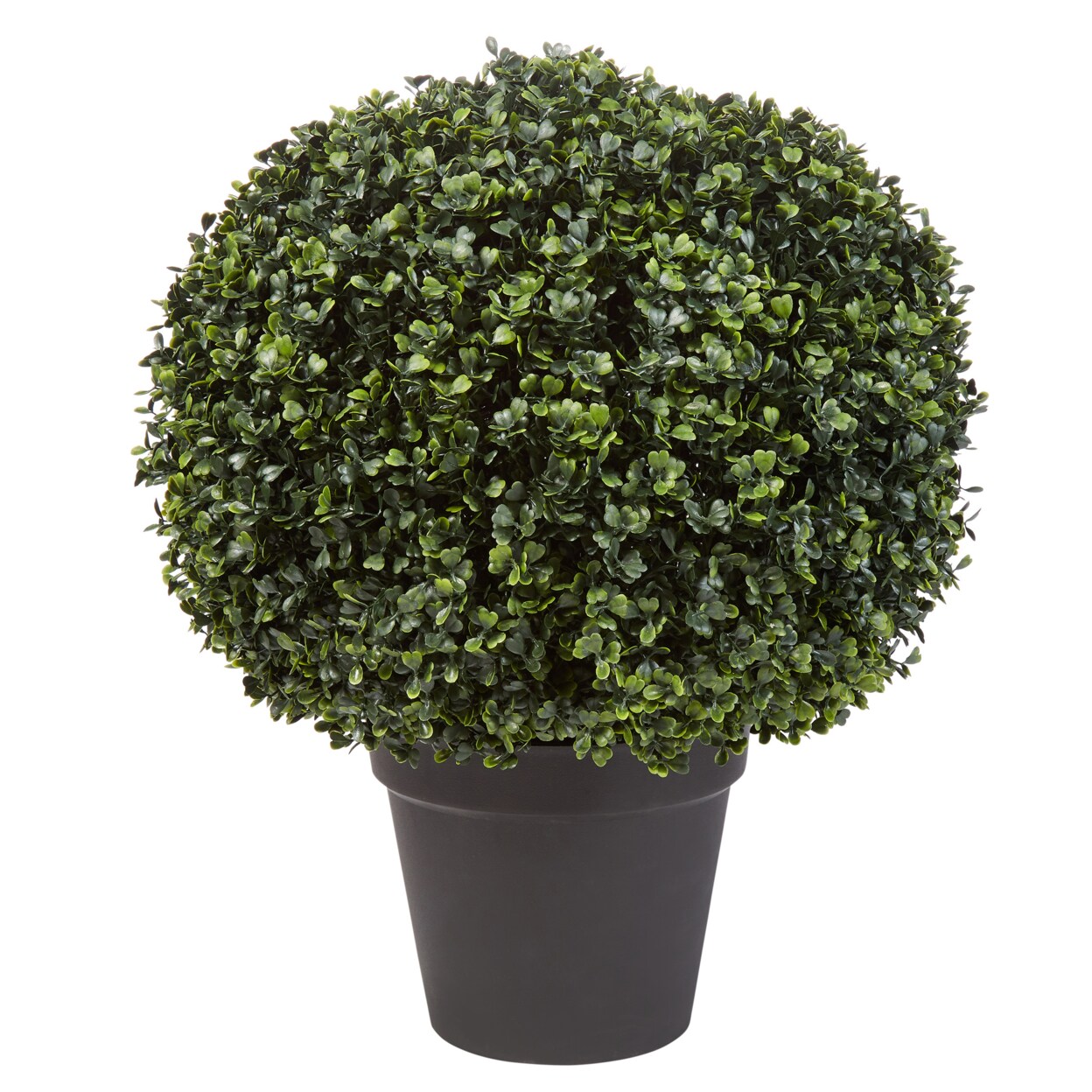 Pure Garden Faux Boxwood Realistic Plastic Decorative Topiary Arrangement and Weighted Pot