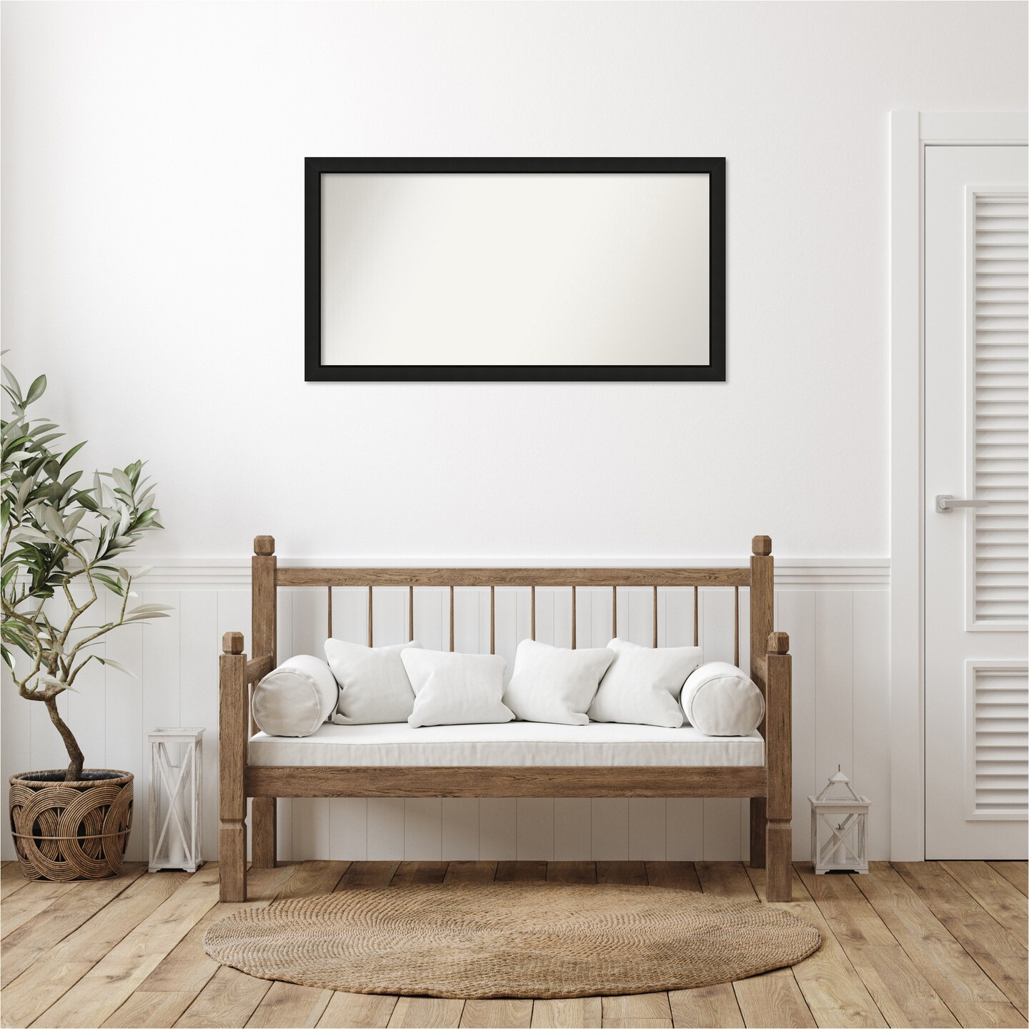 Midnight Black Narrow Non-Beveled Custom Framed Bathroom Vanity Wall Mirror