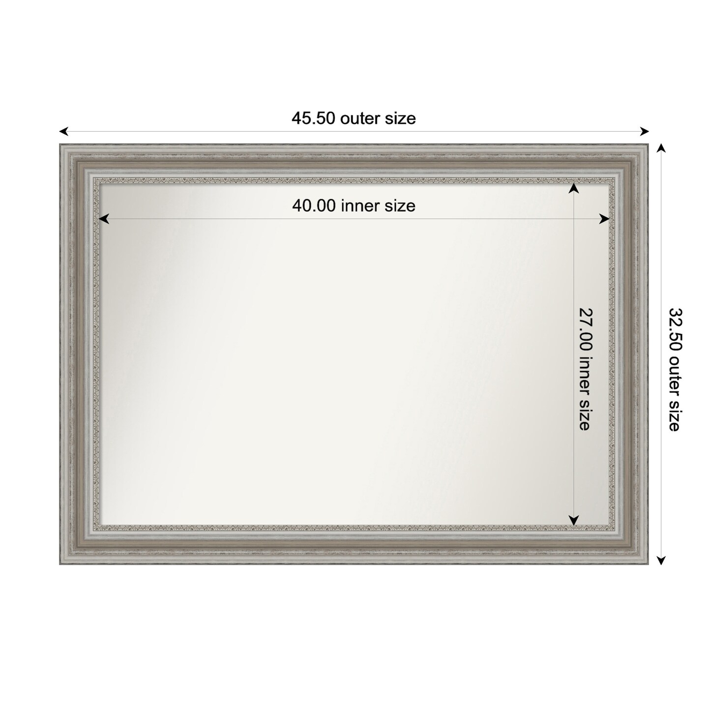 Parlor Silver Non-Beveled Custom Framed Bathroom Vanity Wall Mirror