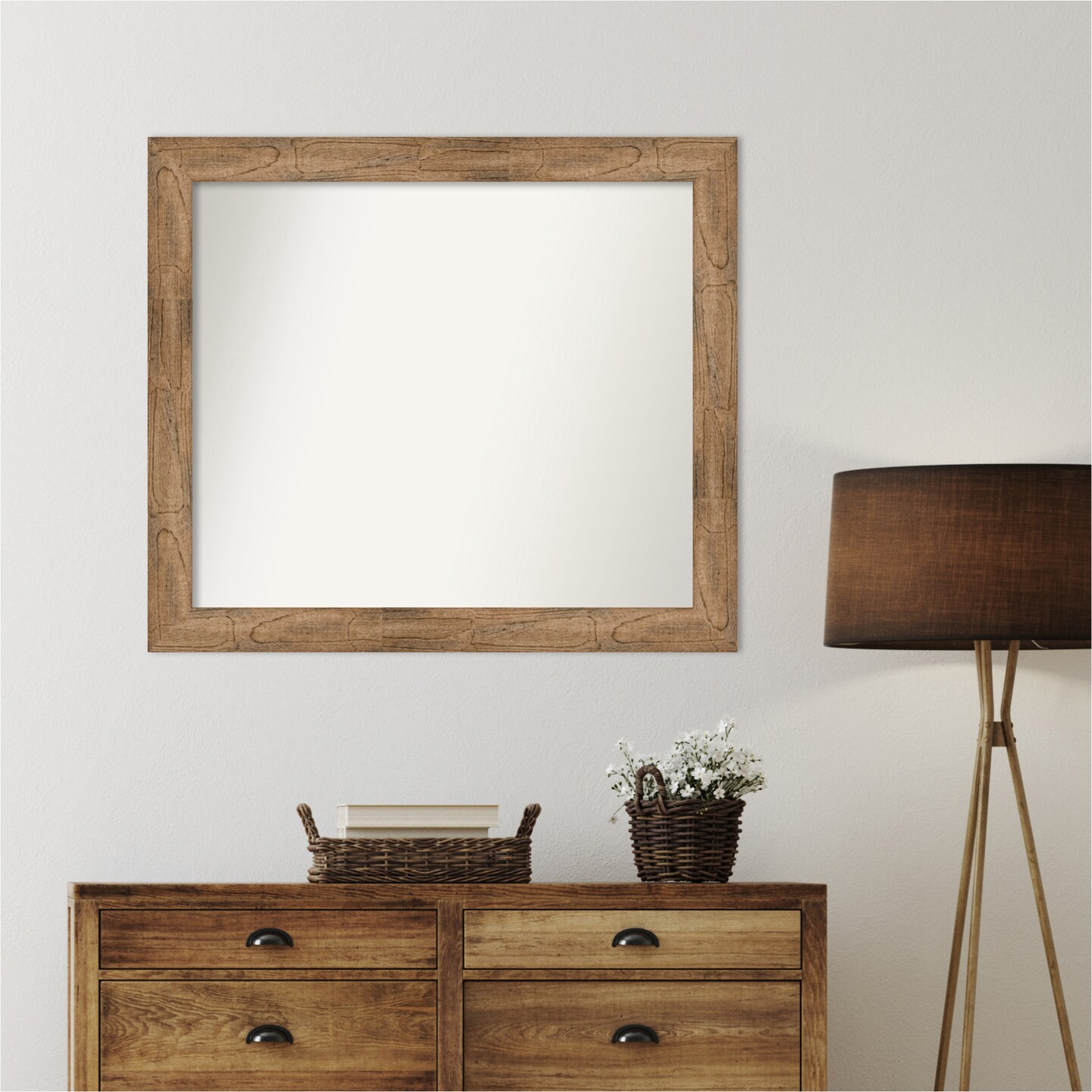 Owl Brown Non-Beveled Custom Framed Bathroom Vanity Wall Mirror