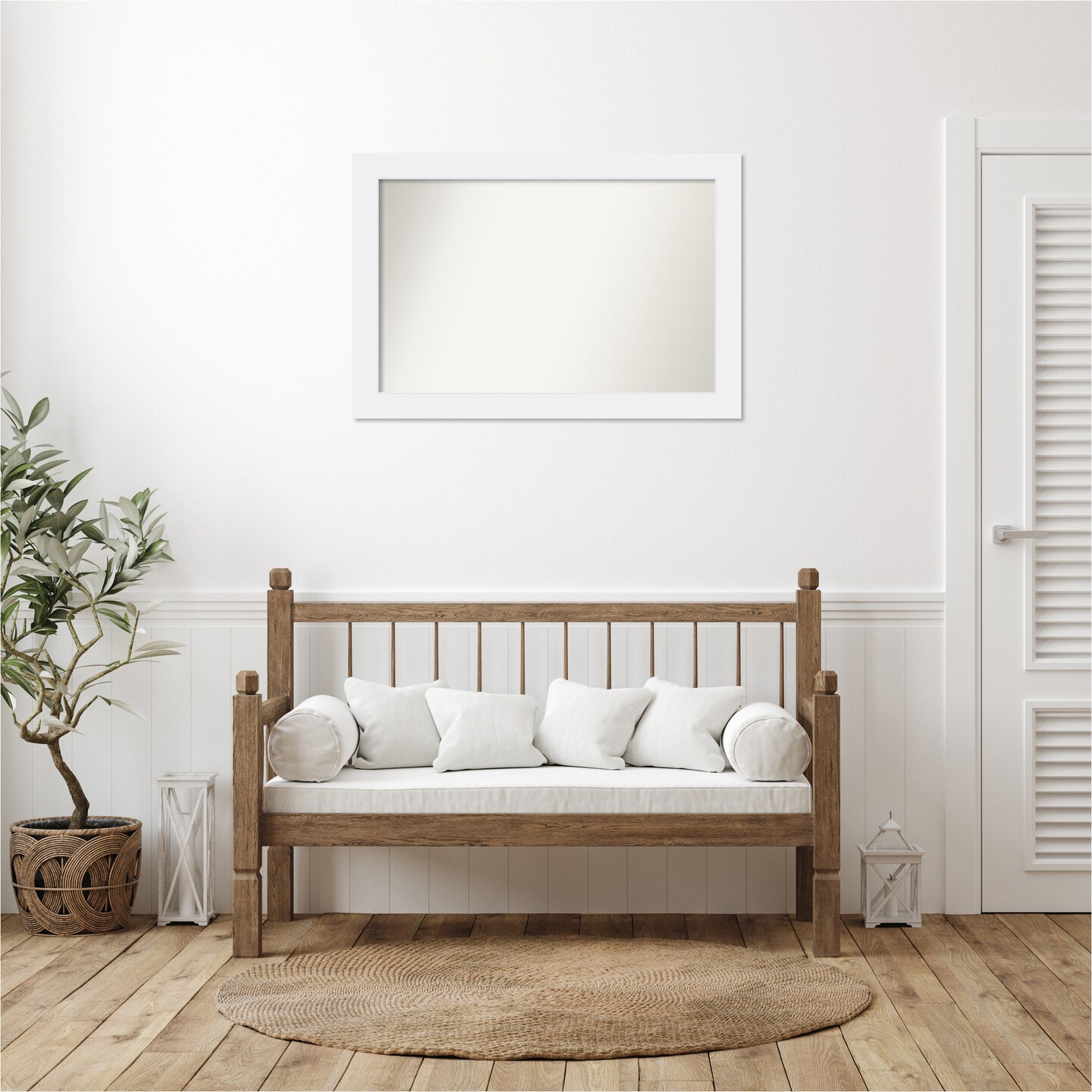 Corvino White Non-Beveled Custom Framed Bathroom Vanity Wall Mirror