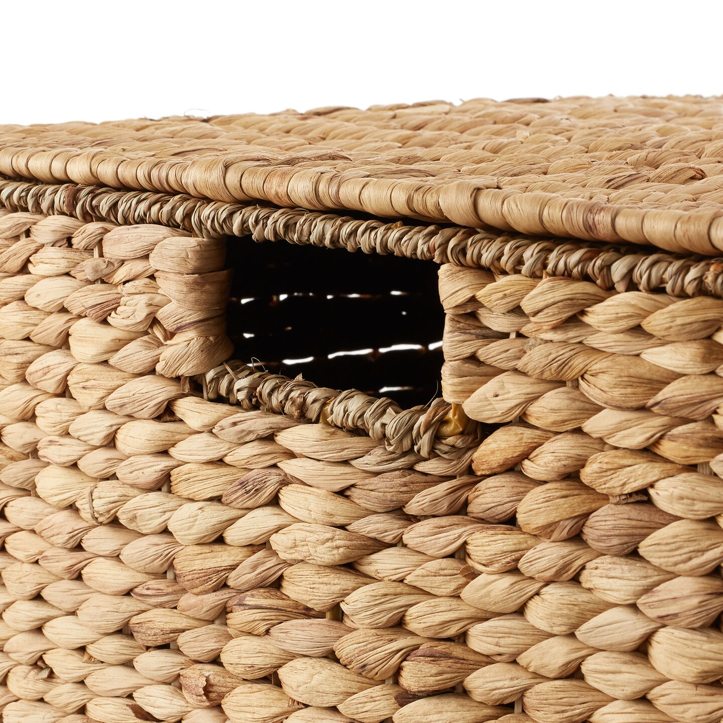 Casafield Rolling Storage Basket Cart with Lid and Locking Wheels - Handwoven Water Hyacinth Divided Recycling Sorting Bin for Kitchen, Laundry Room, Garage