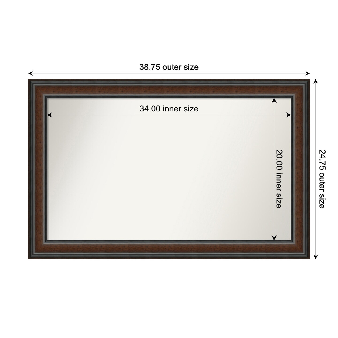 Cyprus Walnut NonBeveled Custom Framed Bathroom Vanity Wall Mirror