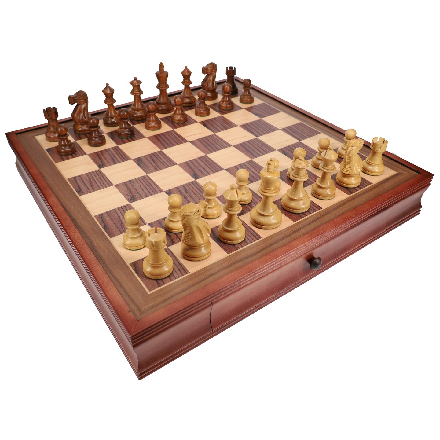 WE Games Weighted English Chess Set, 19 in. Board with Storage, 3.5 in King