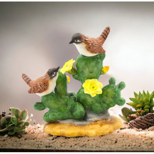 kevinsgiftshoppe Ceramic Double House Wren Birds with Flowers Figurine Home Decor  Mom Kitchen Decor