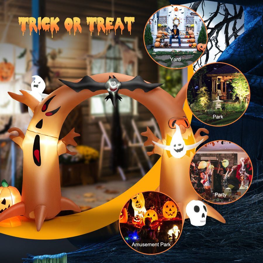 Halloween Outdoor Spooky Tree Monster Ghost Blow Up Yard Decoration With Built-In Led Lights