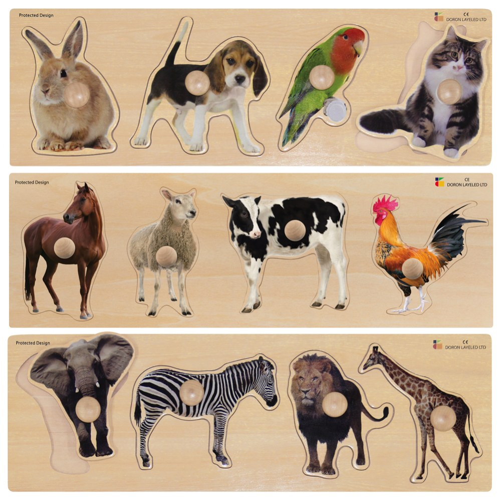 Edushape Large Knob Animal Puzzles - Set of 3