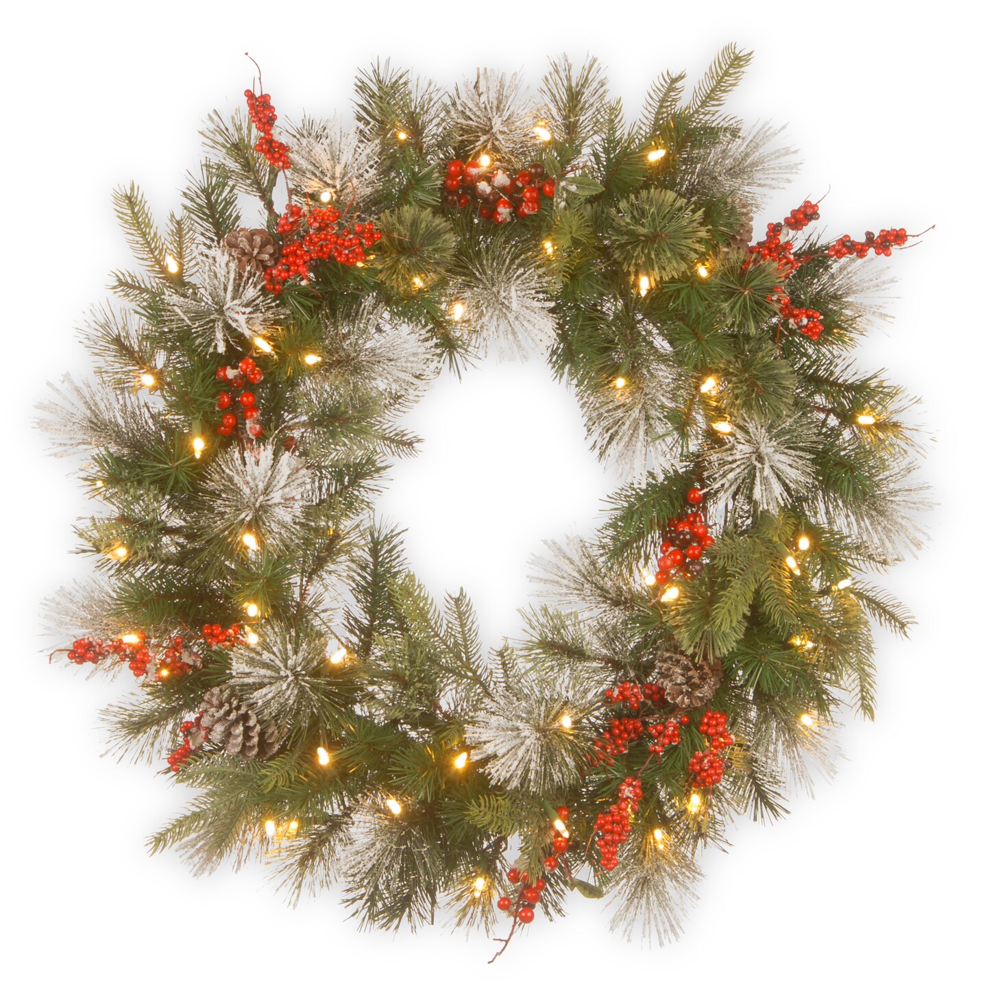 National Tree Company Pre-Lit Artificial Christmas Wreath, Green