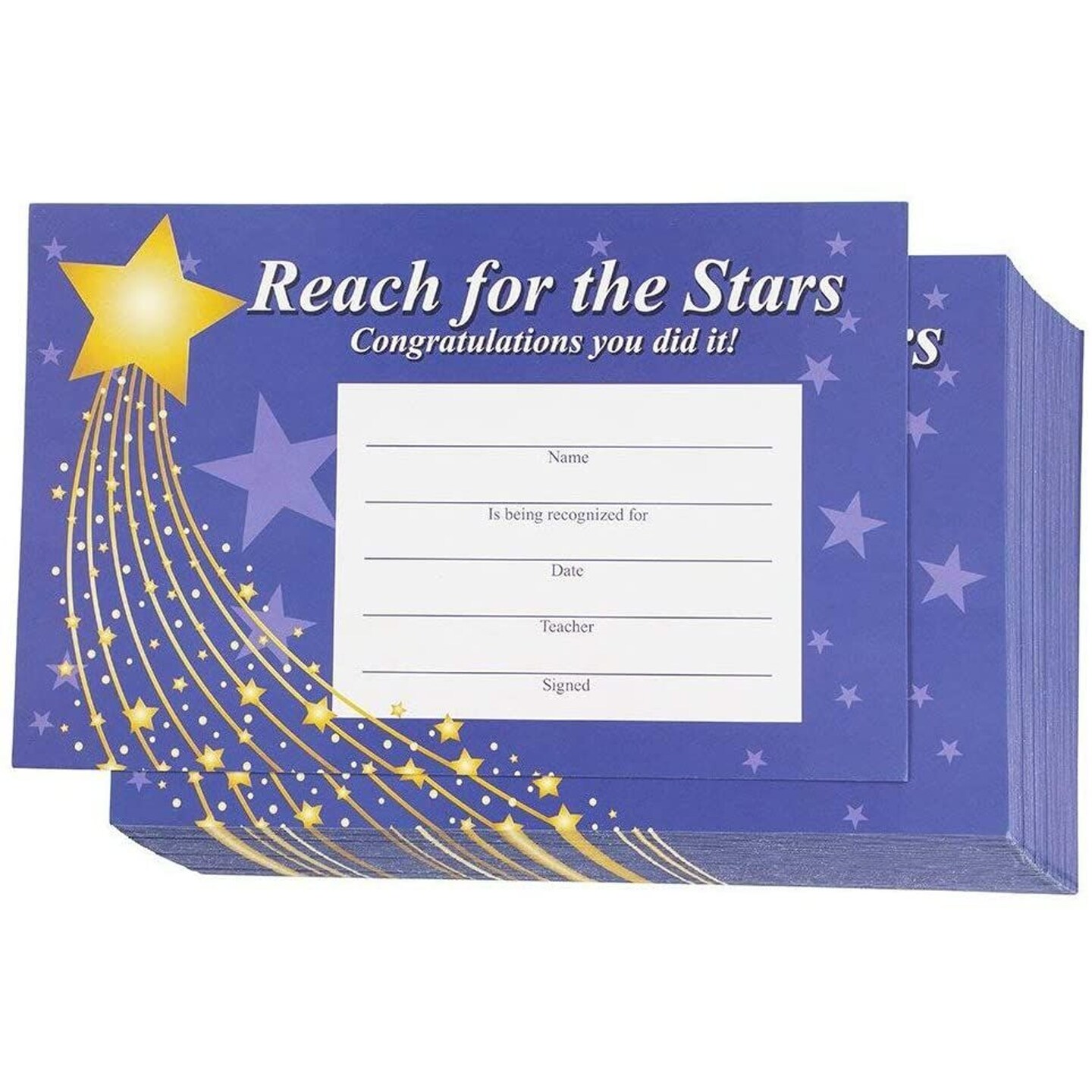 Teacher Achievement Reward Certificates for Students (8.5 x 5.5 In, 60 Pack)