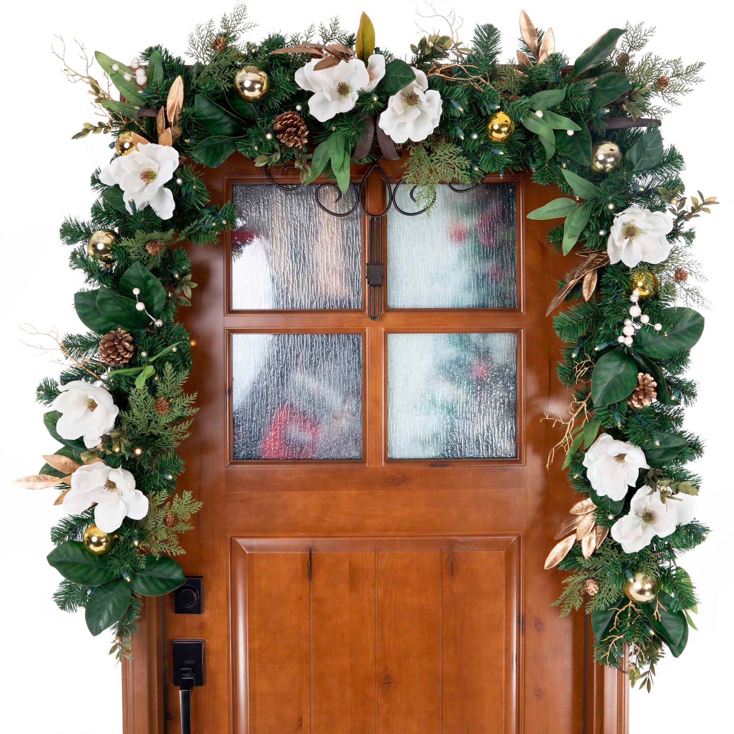 9 ft. Artificial Christmas Garland with Lights - White Gold Magnolia