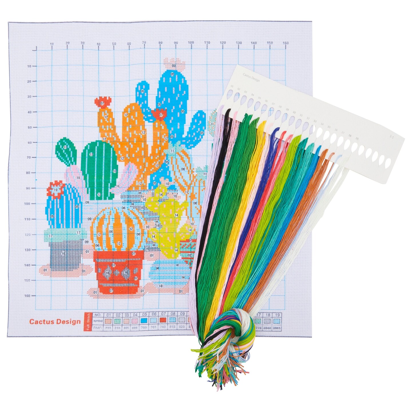 Stamped Cross Stitch for Beginners Pre-Printed Cactus Pattern Aida Cloth 