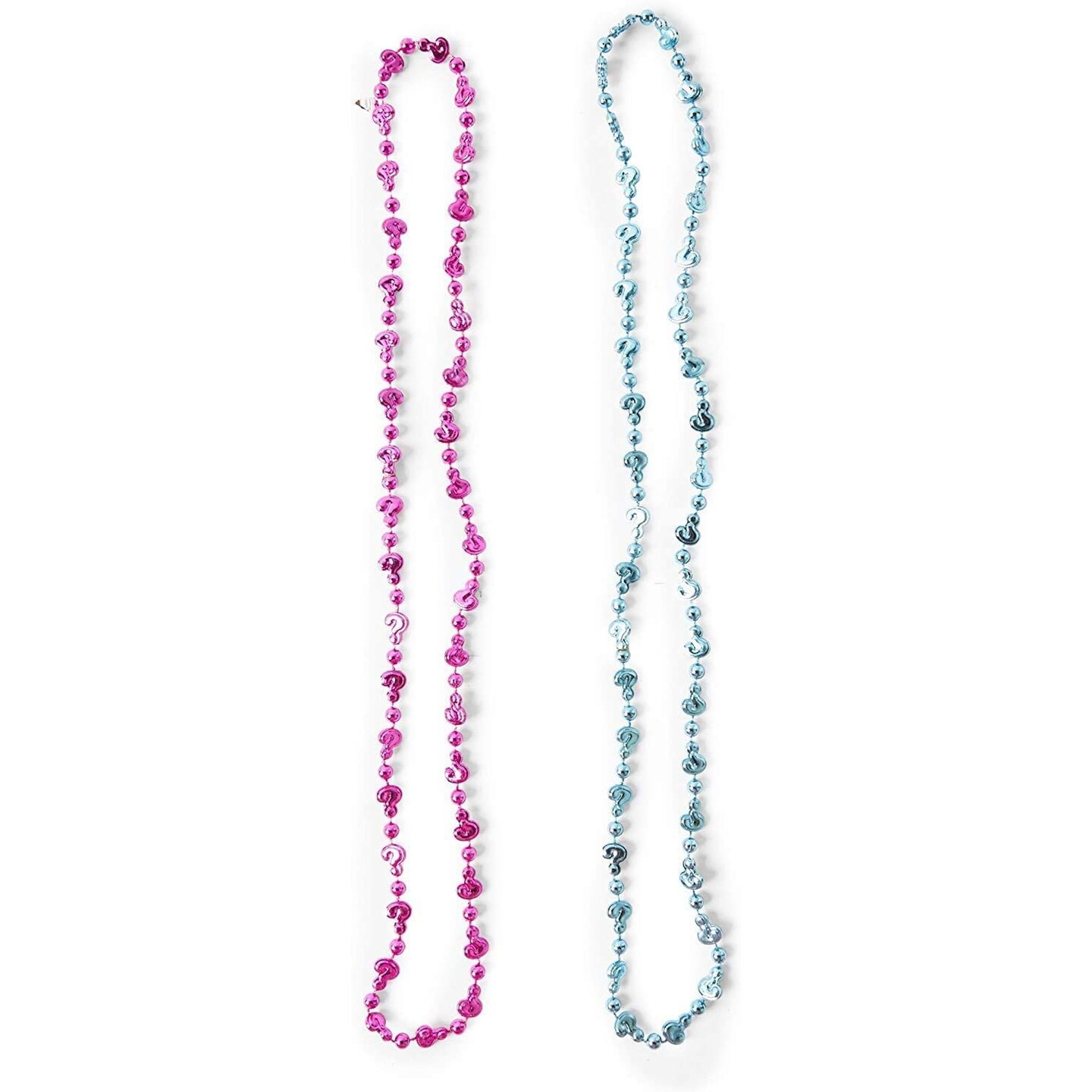 Gender Reveal Party Favors, Pink and Blue Bead Necklaces (12 Each, 24 Pack)