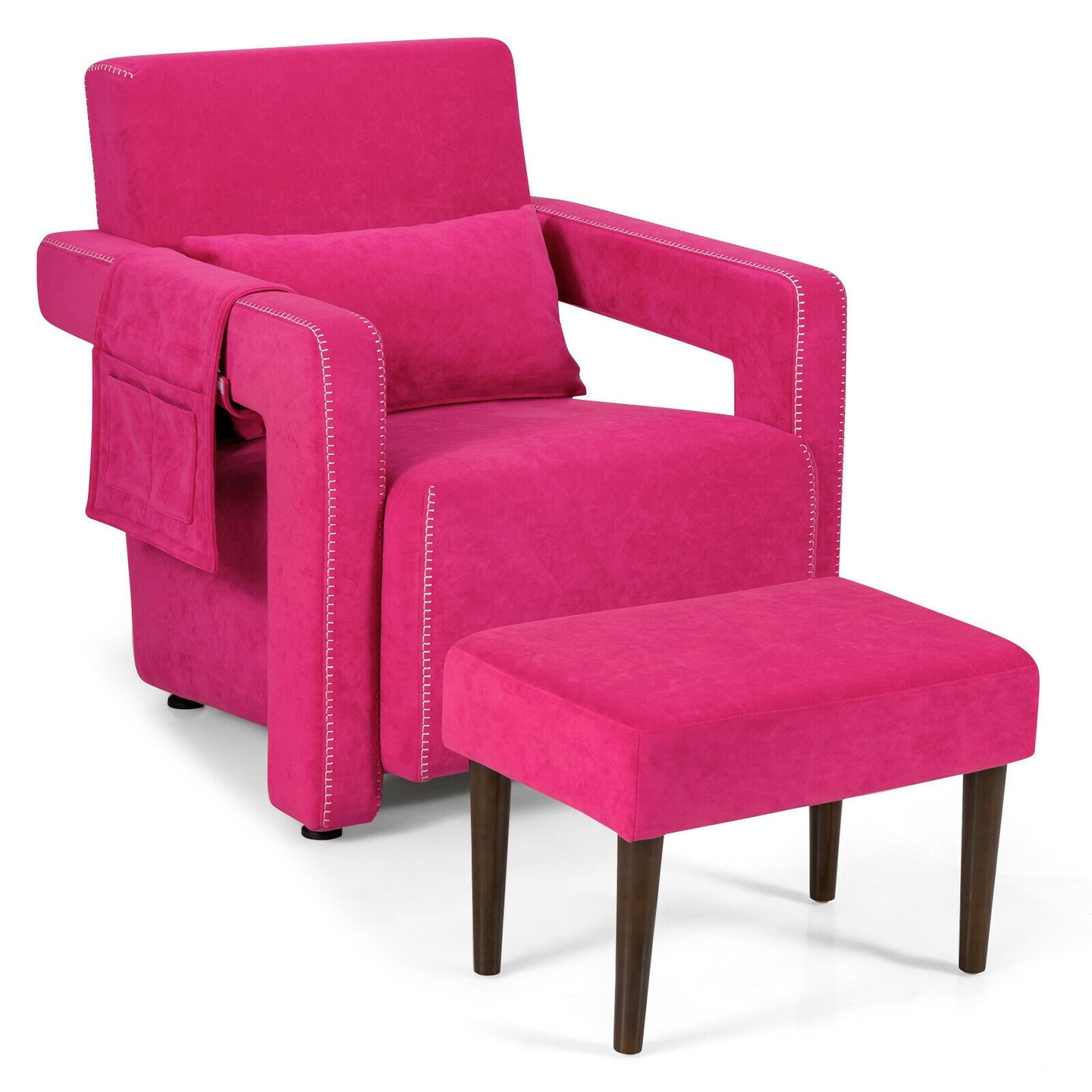 Modern Berber Fleece Single Sofa Chair Included Ottoman and Waist Pillow Suitable for Any Terrain