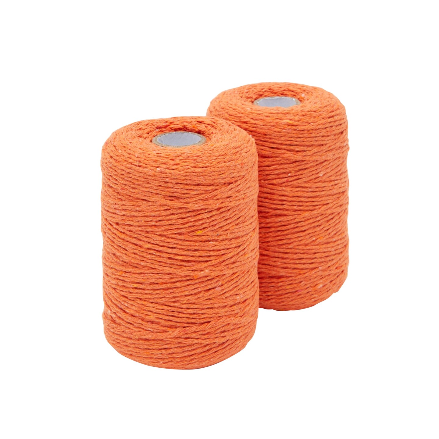 Orange Cotton Twine, String for Crafts, Macrame, Gifts (2mm, 218 Yards, 2 Spools)