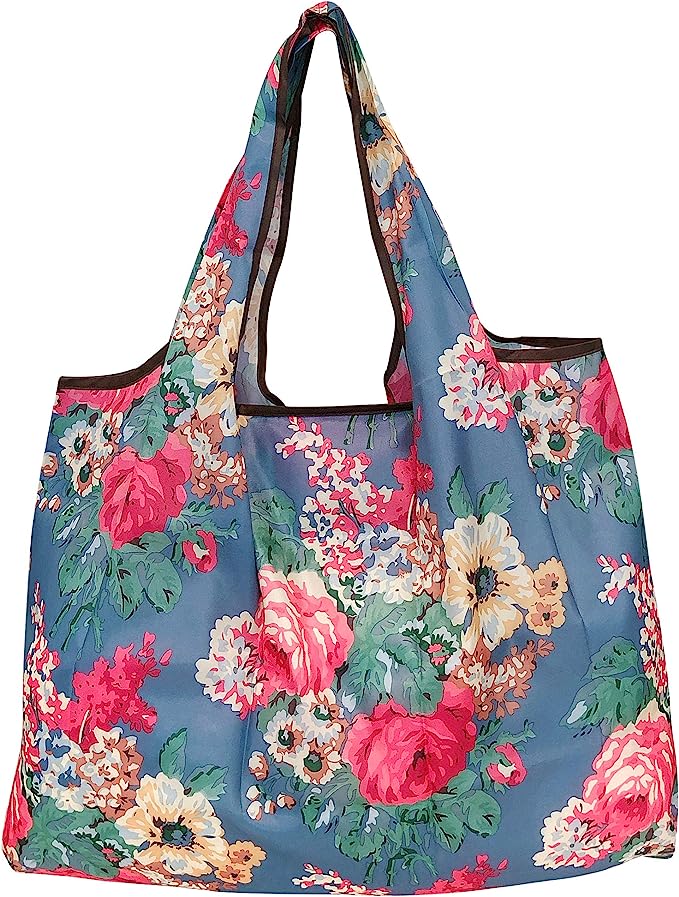 Wrapables Large Foldable Tote Nylon Reusable Grocery Bag, 3 Pack