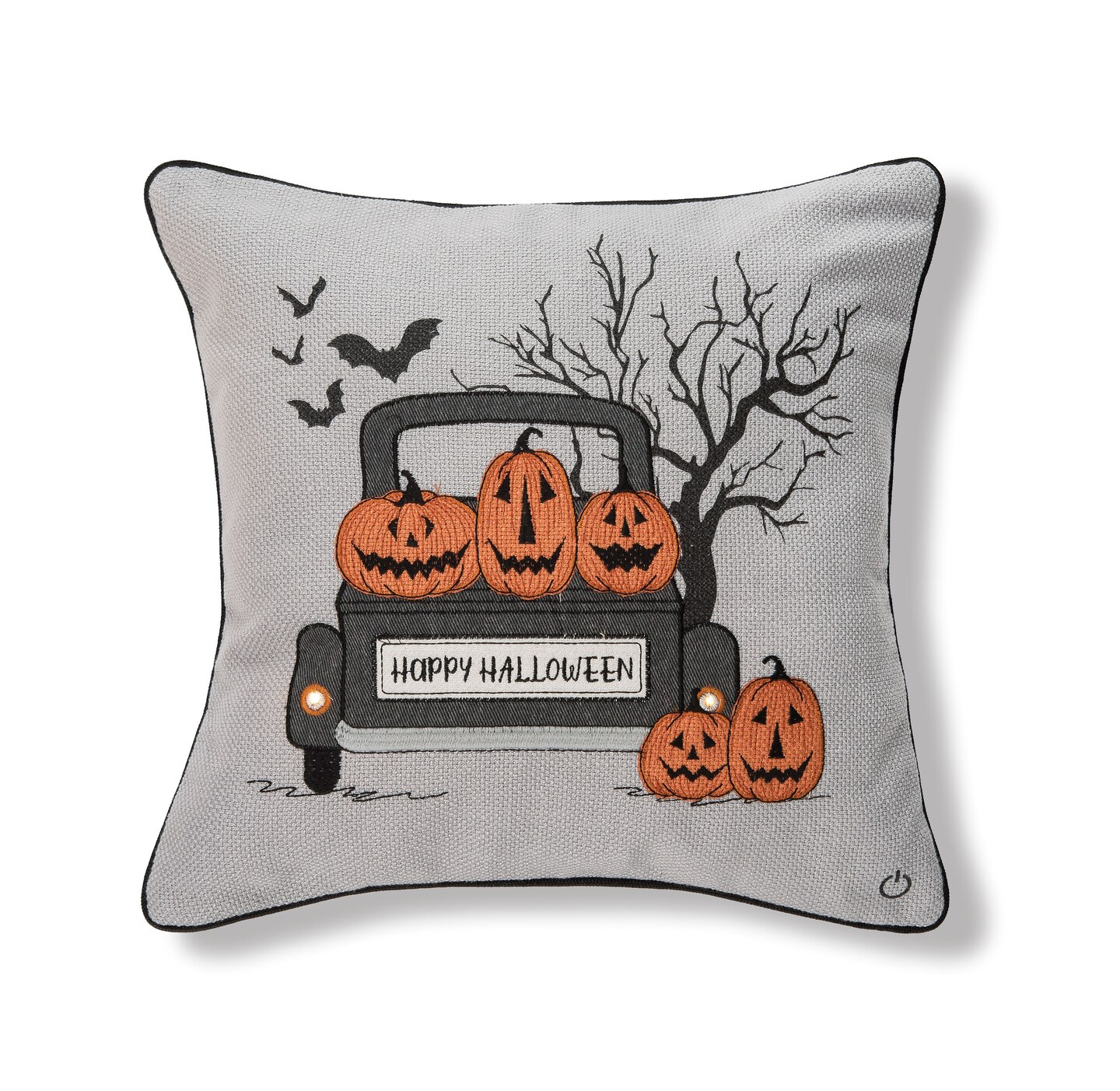 18&#x22; x 18&#x22; Spooky Time Embellished Throw Halloween Pillow With Light-Up LED