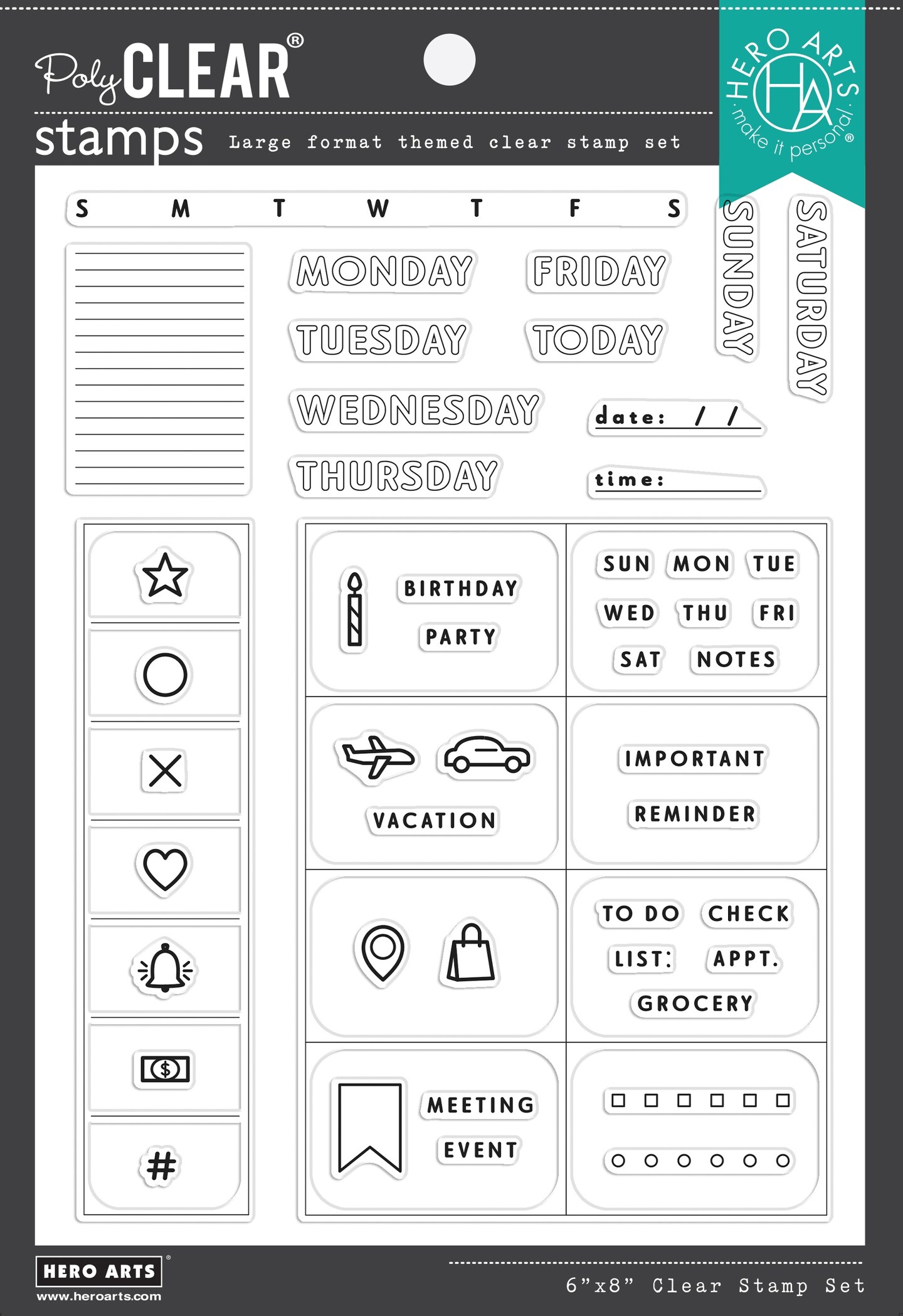 Hero Arts Clear Stamps 6&#x22;X8&#x22;-Weekly Planner