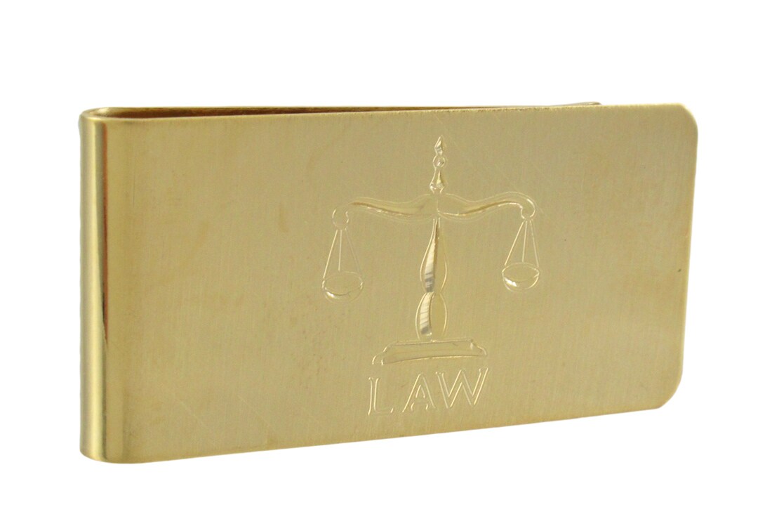 Gold Plated Etched Law Scales Money Clip