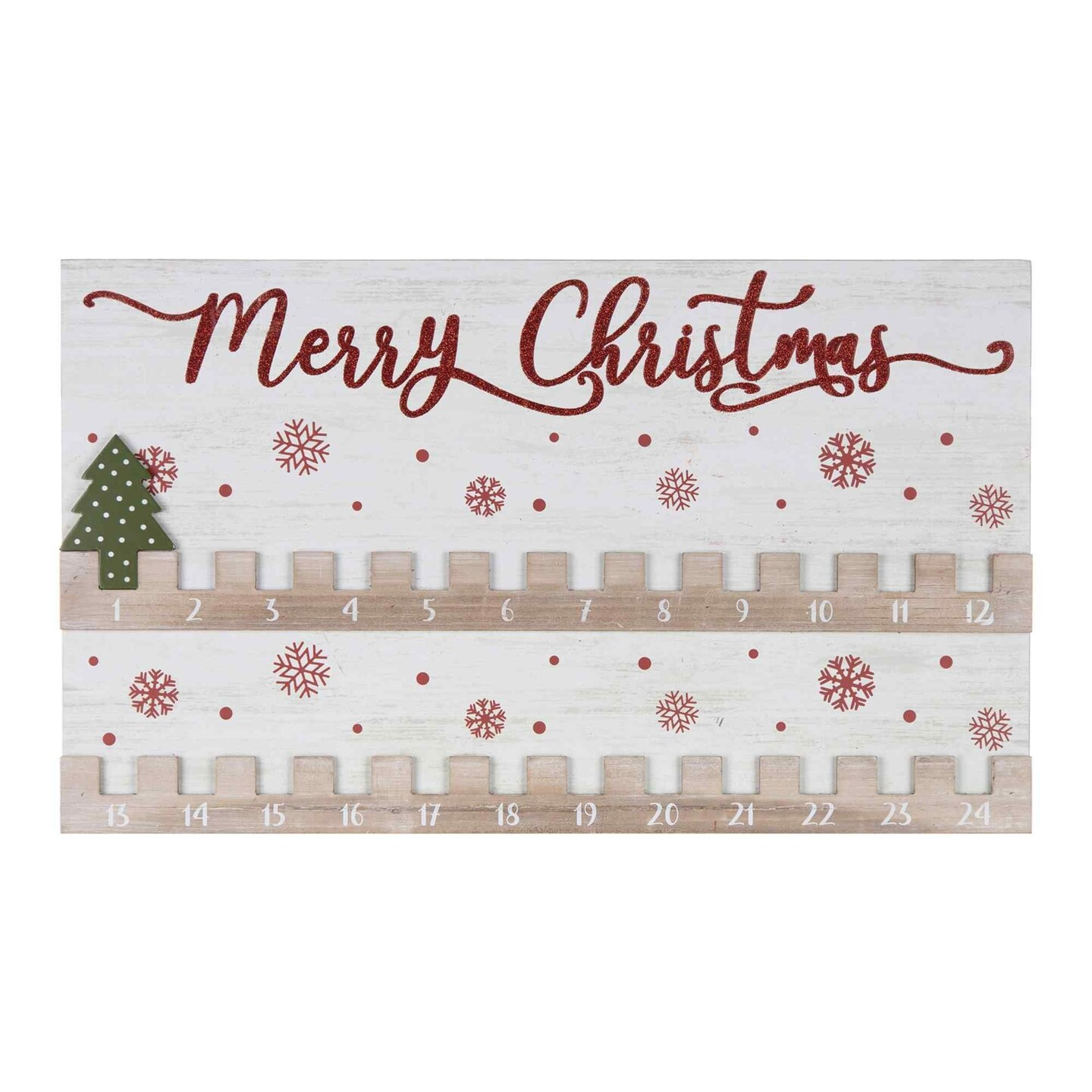 Melrose &#x22;Merry Christmas&#x22; Countdown Calendar - 20&#x22; - White and Red