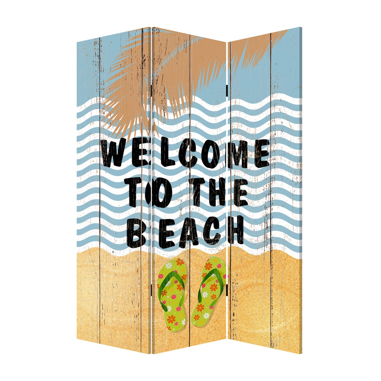 Screen Gems Contemporary Lightweight 3 Panel Beach Treasures Screen ...