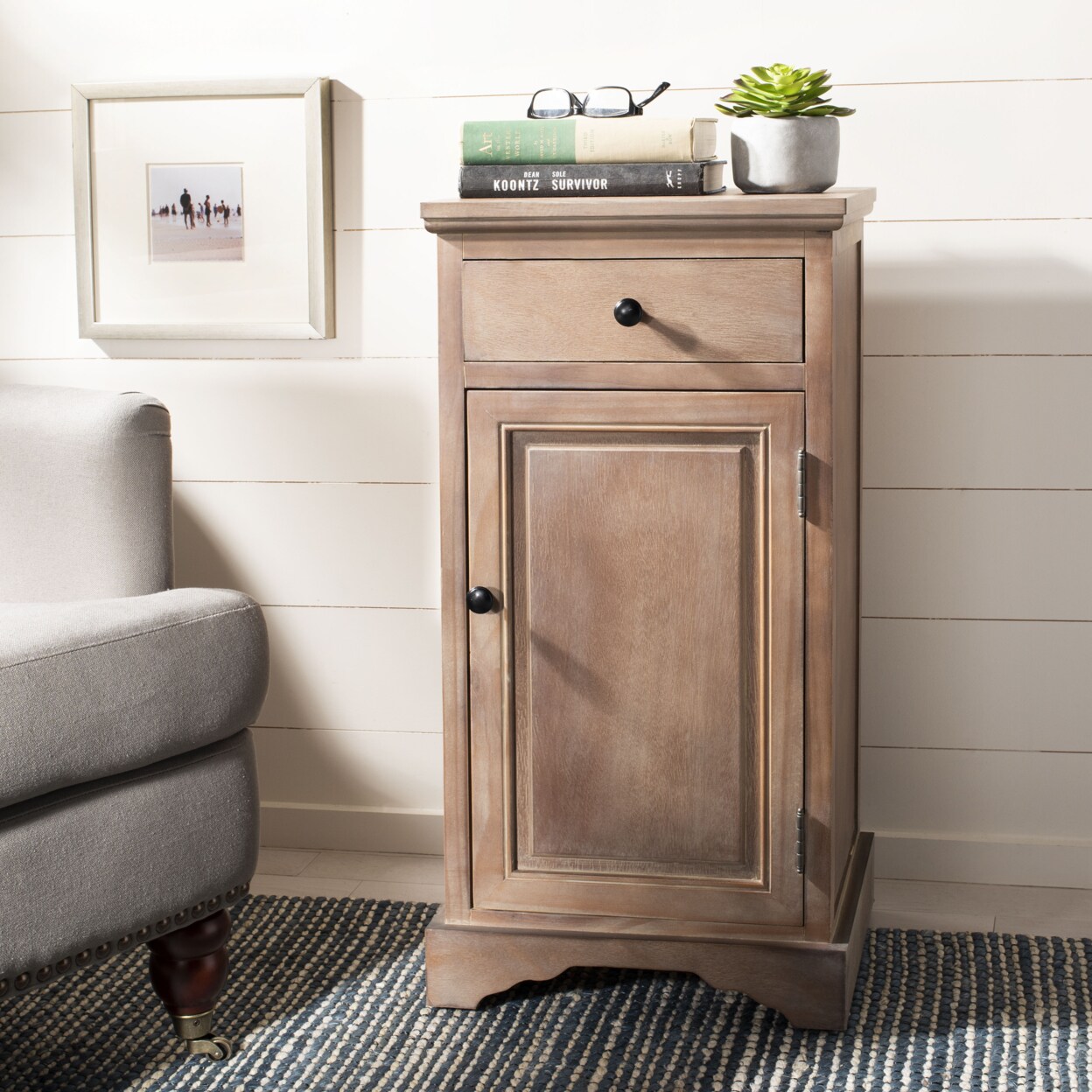 Safavieh   Jett Storage Cabinet Washed Nat Pine