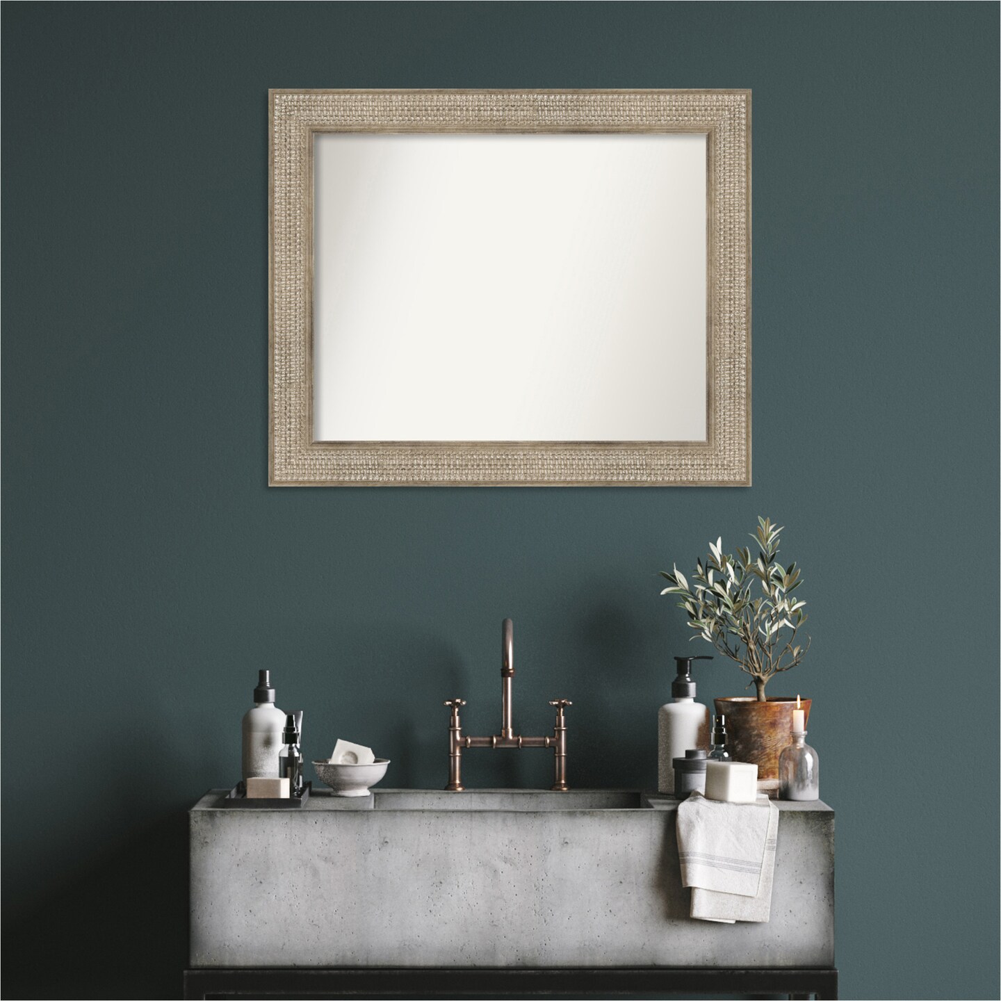 Trellis Silver Non-Beveled Custom Framed Bathroom Vanity Wall Mirror