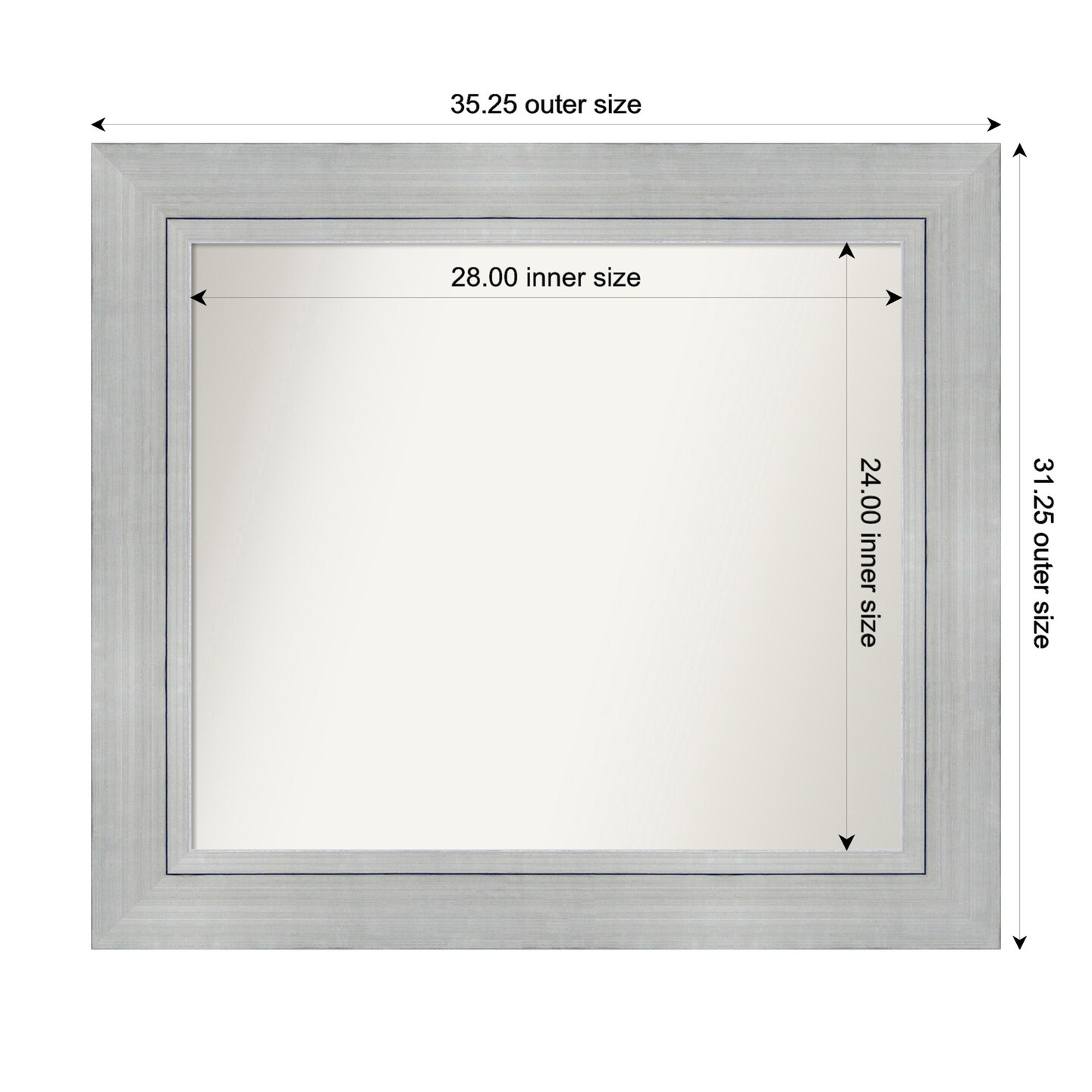 Romano Silver Non-Beveled Custom Framed Bathroom Vanity Wall Mirror
