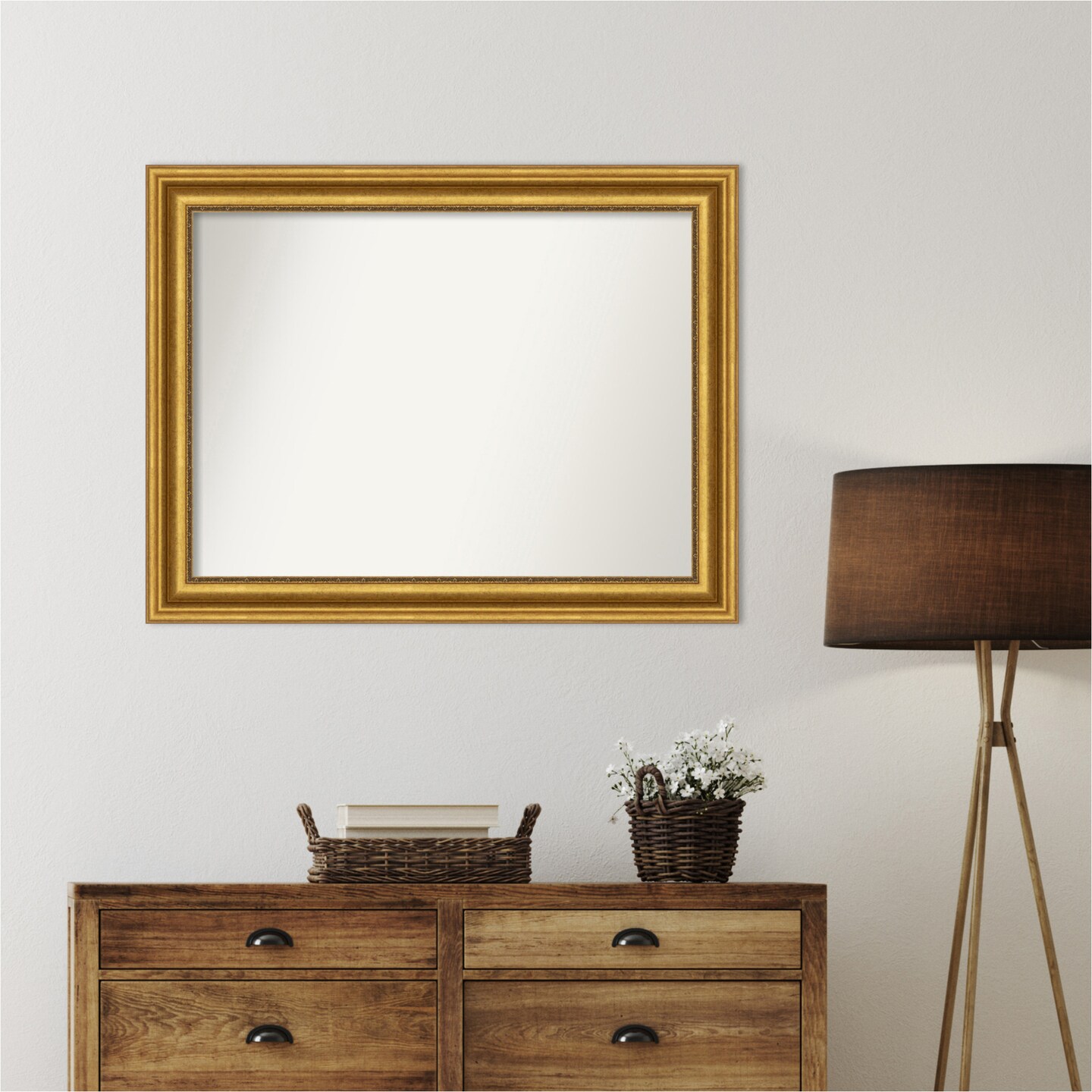 Parlor Gold Non-Beveled Custom Framed Bathroom Vanity Wall Mirror